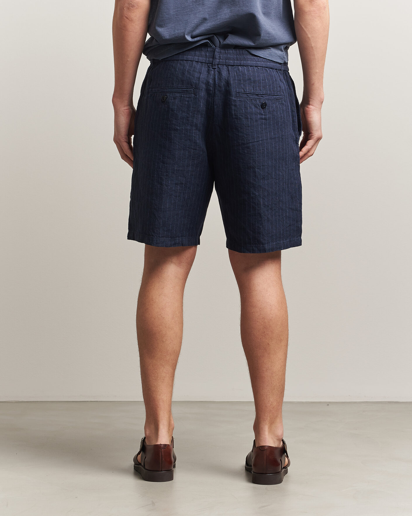 Herren | Shorts | Gant | Regular Fit Striped Linen Drawstring Shorts Evening Blue