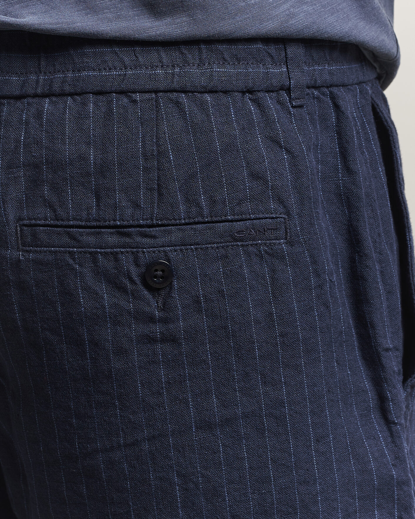 Herren | Shorts | Gant | Regular Fit Striped Linen Drawstring Shorts Evening Blue