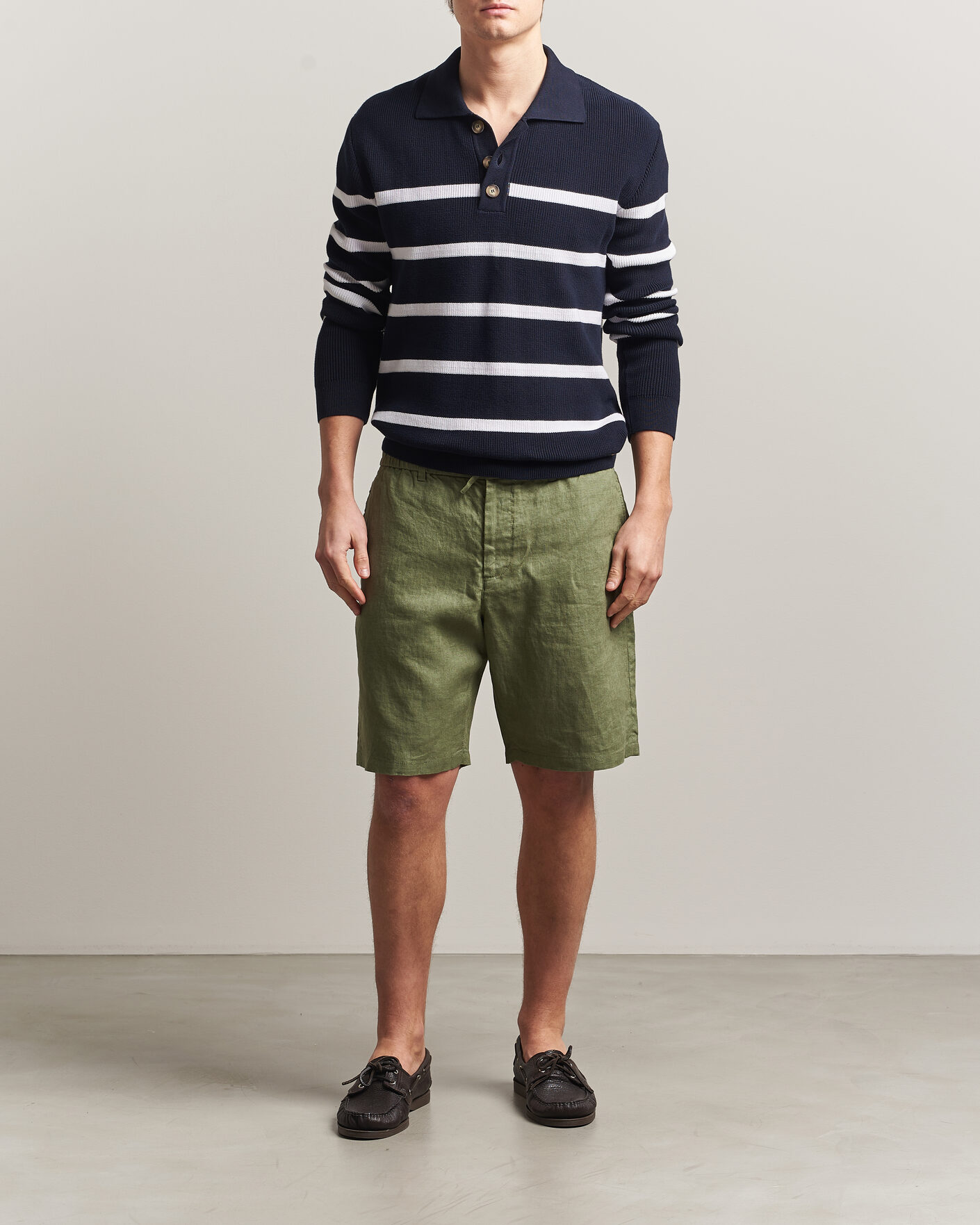 Herren | Shorts | Gant | Regular Fit Linen Drawstring Shorts Dry Herb Green