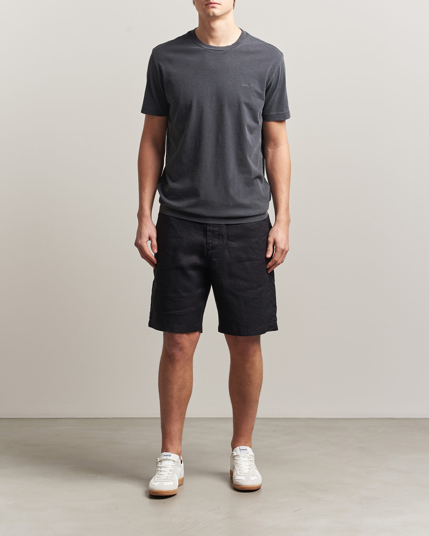 Herren | Shorts | GANT | Regular Fit Linen Drawstring Shorts Black