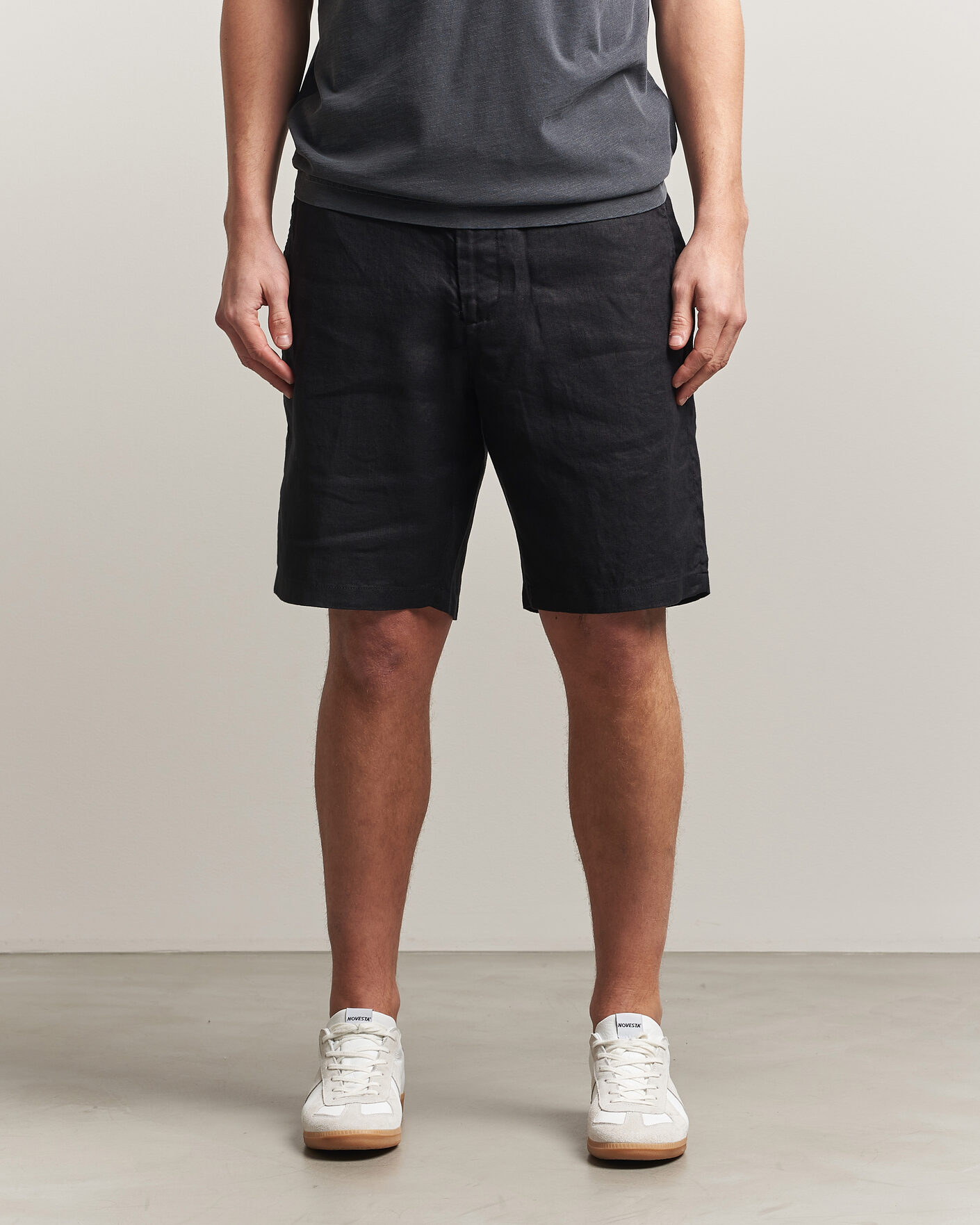 Herren | Shorts | GANT | Regular Fit Linen Drawstring Shorts Black