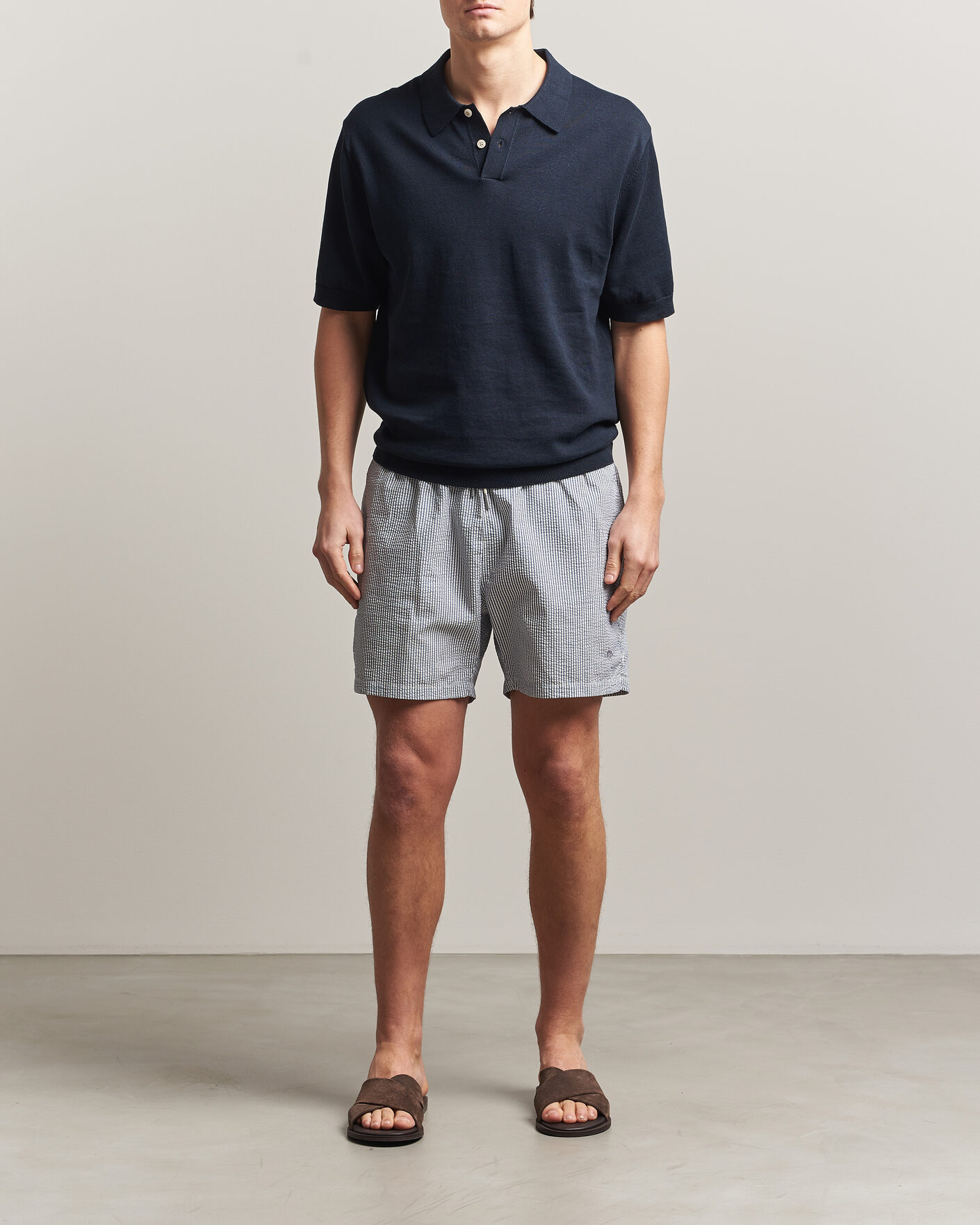 Herren | Badehosen | Gant | Seersucker Striped Swimshorts Vintage Blue