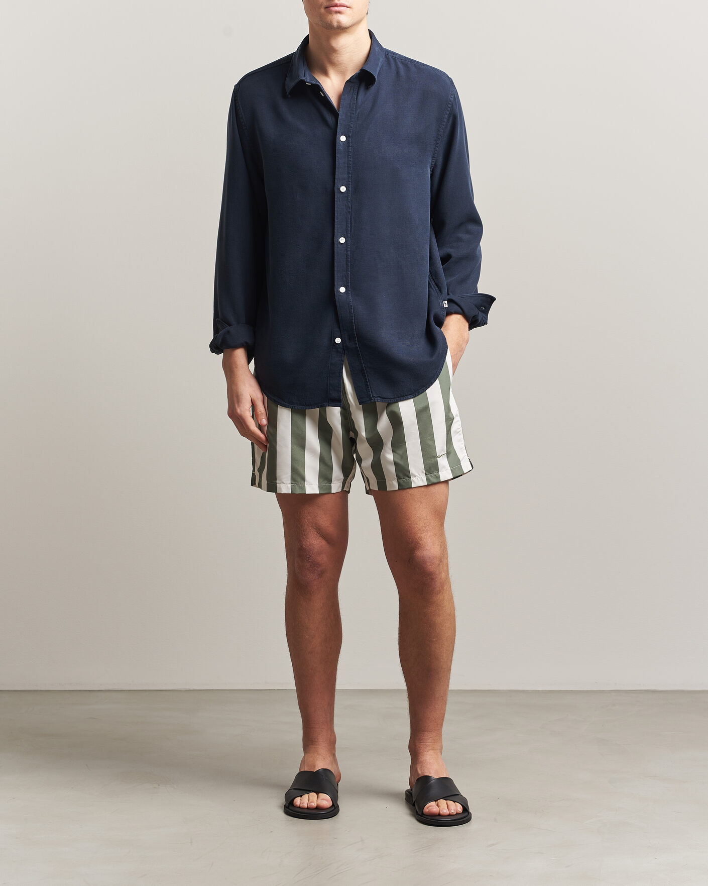 Herren | Badehosen | Gant | Blockstriped Swimshorts Dry Herb Green