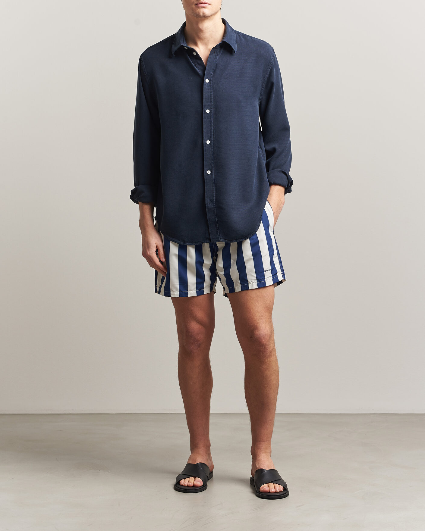 Herren | Badehosen | Gant | Blockstriped Swimshorts Rich Navy