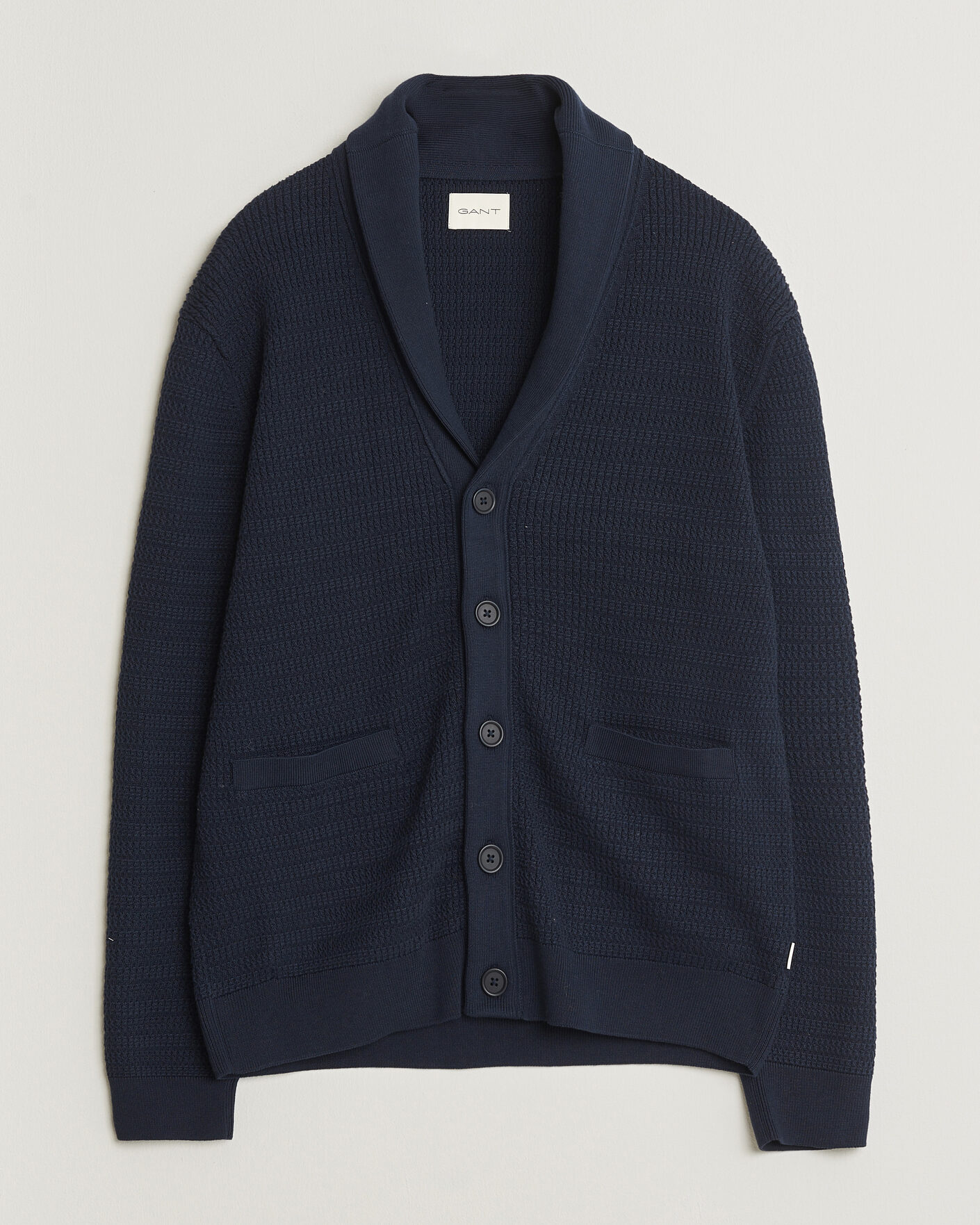 Herren | Pullover | Gant | Heavy Knitted Shawl Collar Cardigan Evening Blue