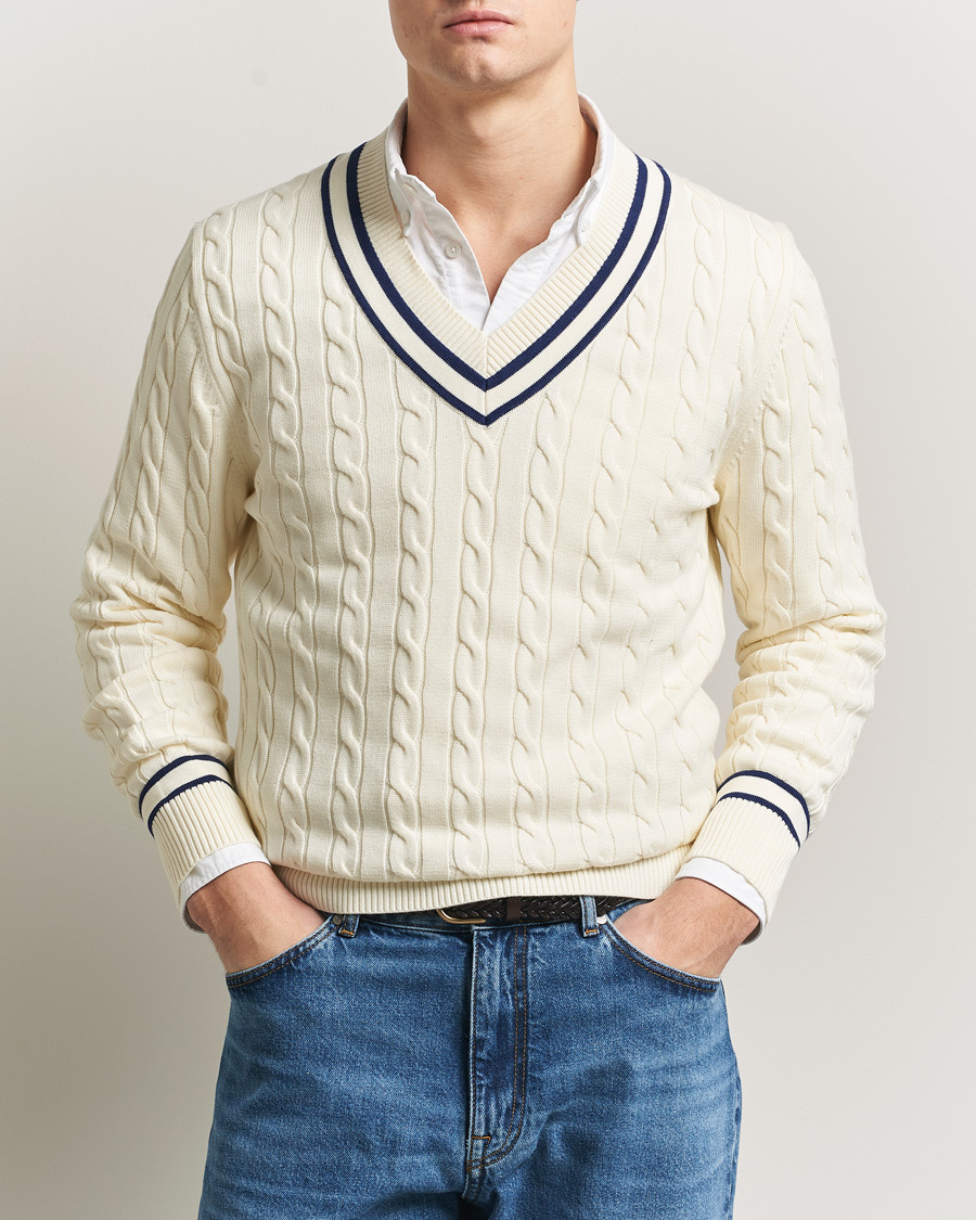 Herren | Pullover | GANT | Cotton Cable Cricket Sweater Cream