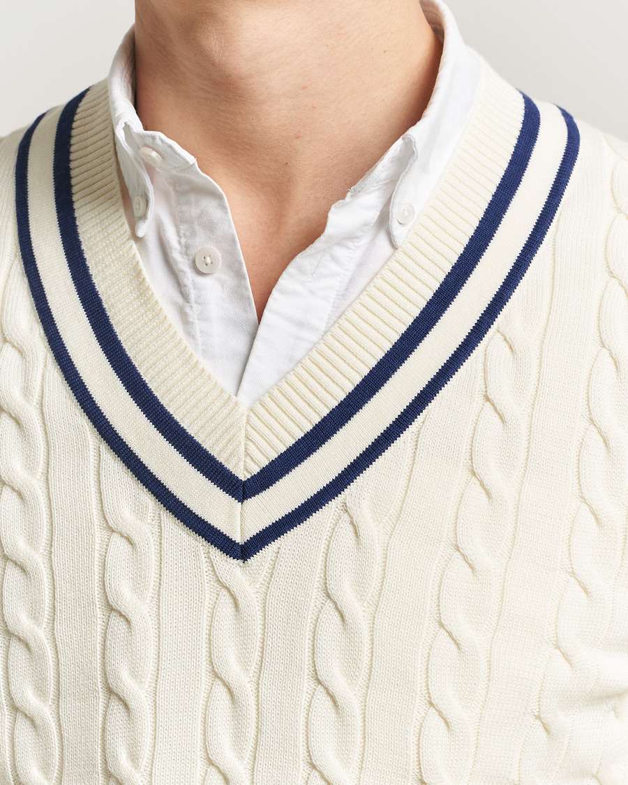 Herren | Pullover | Gant | Cotton Cable Cricket Sweater Cream