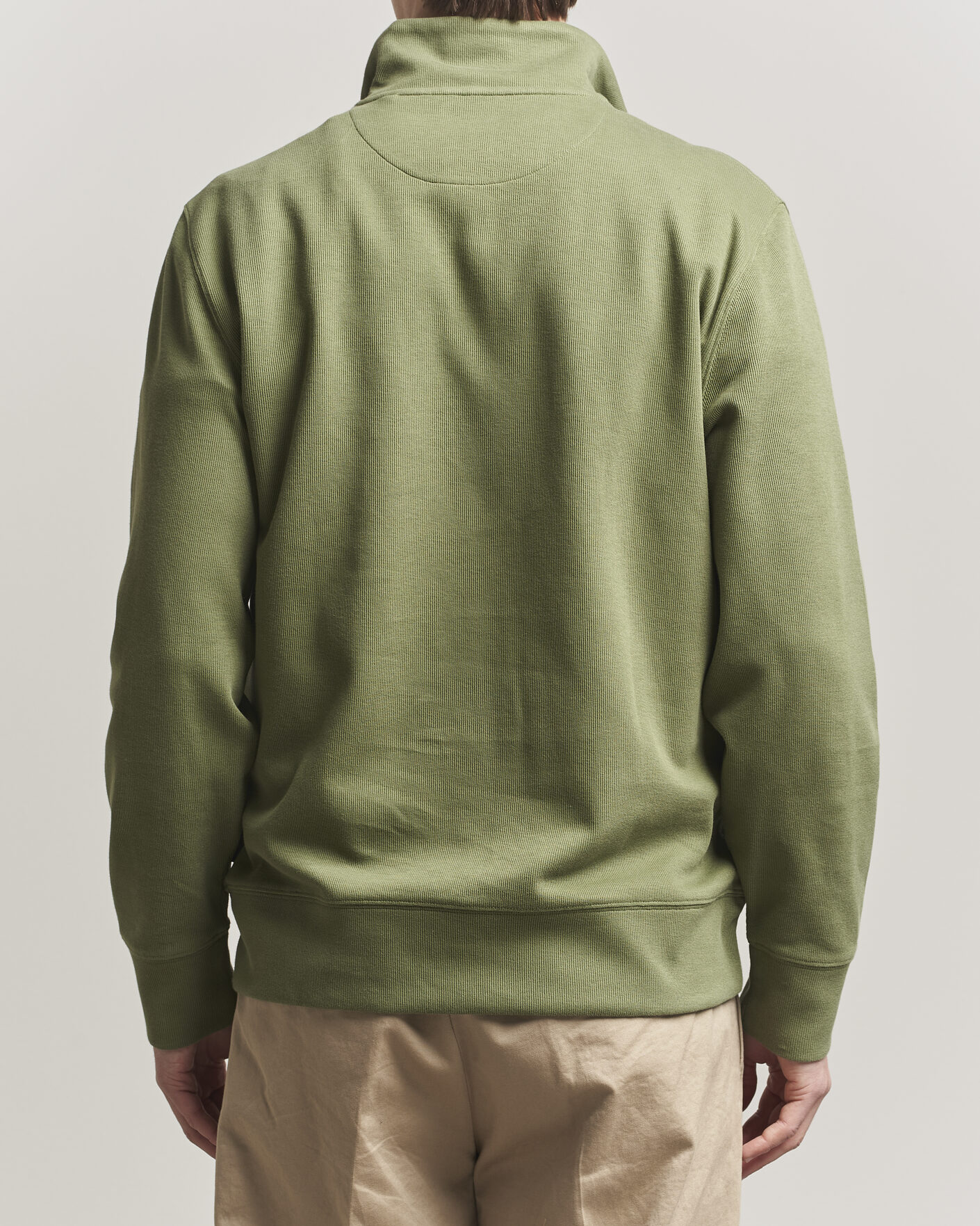 Herren | Pullover | Gant | Light Sacker Rib Half Zip Dry Herb Green