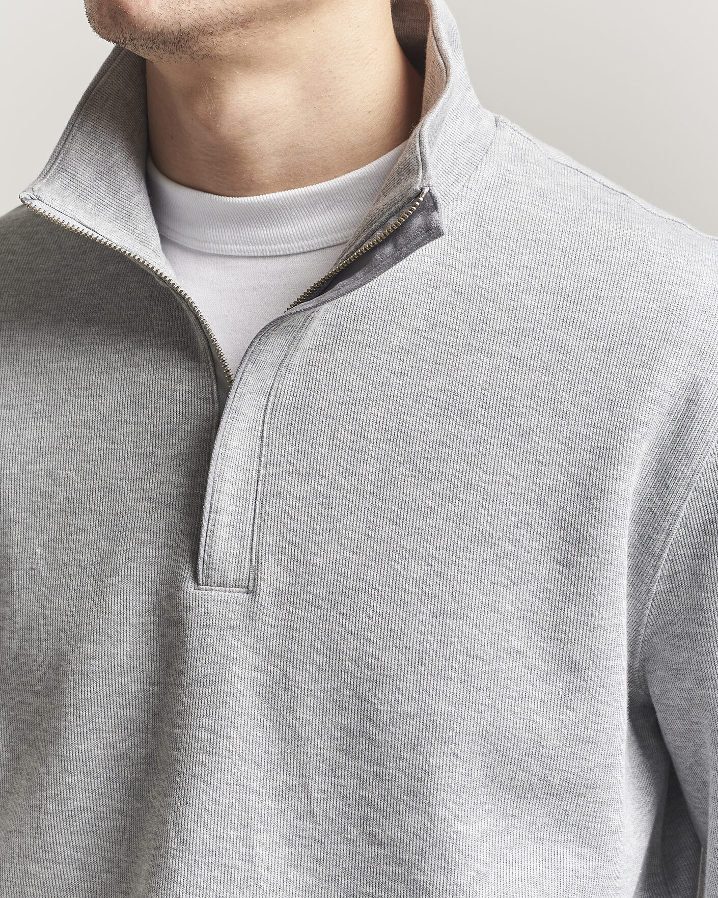Herren | Pullover | Gant | Light Sacker Rib Half Zip Grey Melange