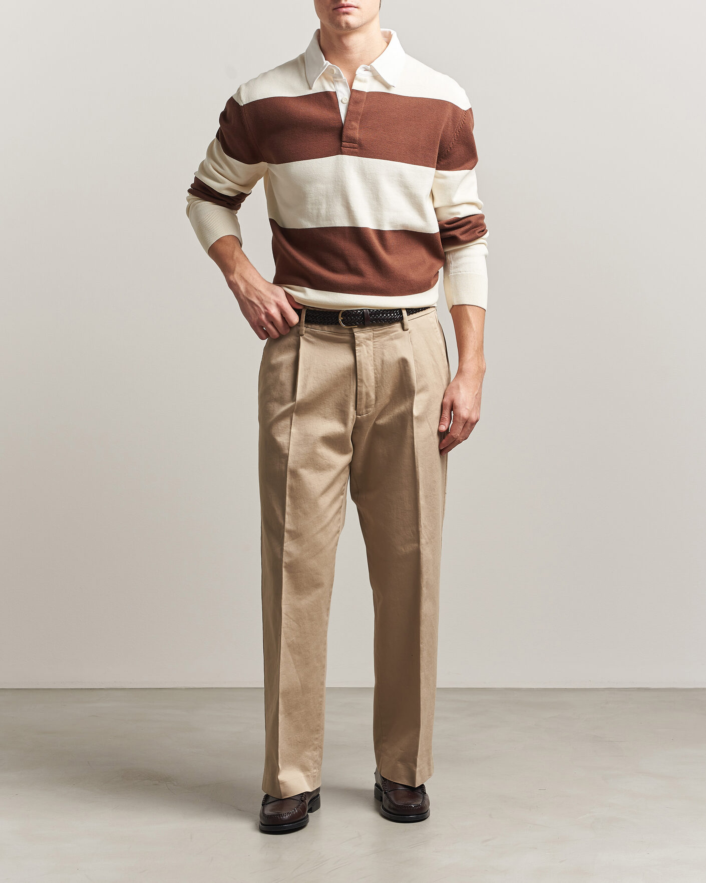 Herren | Pullover | Gant | Barstriped Knitted Rugger Cream/Brown