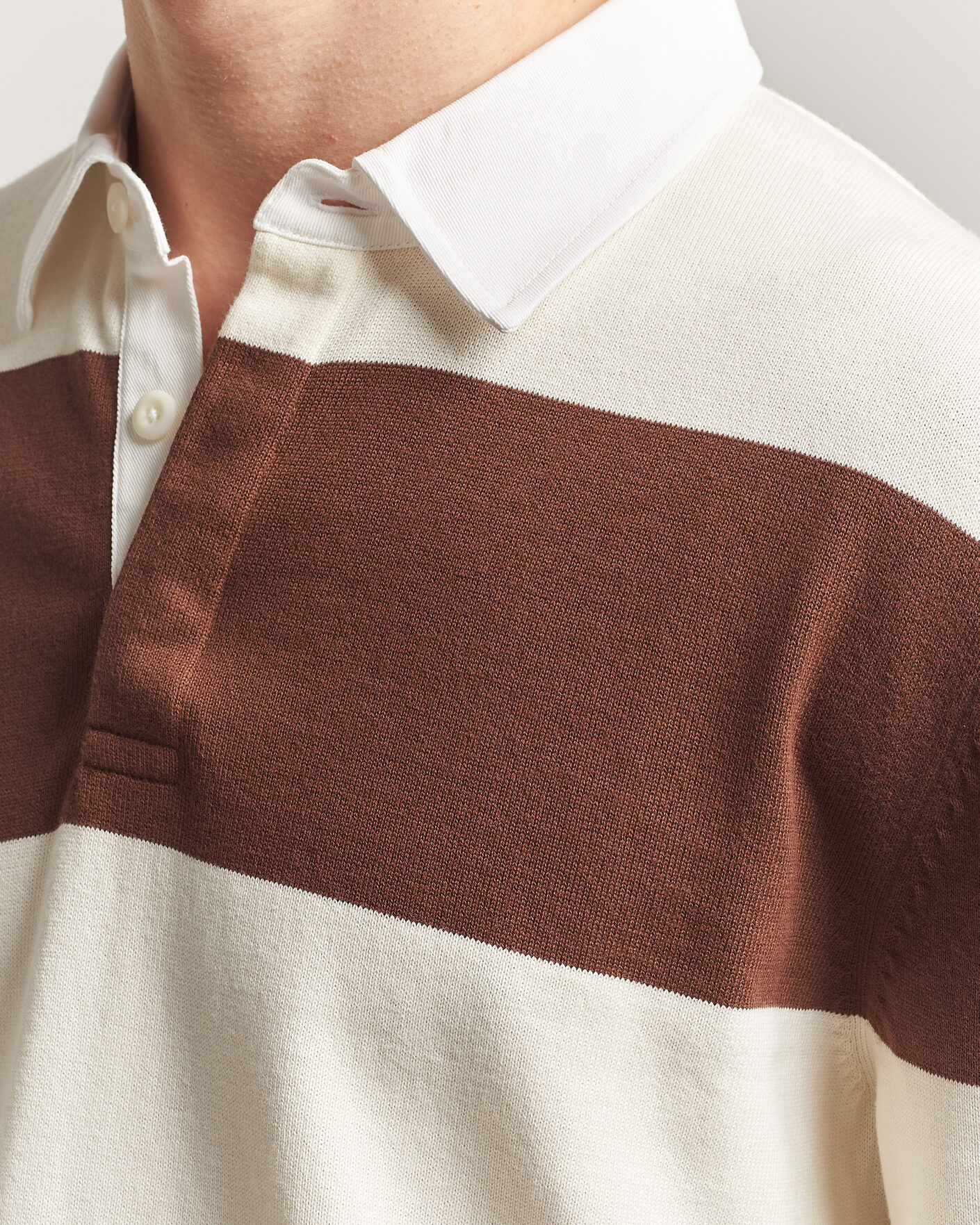 Herren | Pullover | Gant | Barstriped Knitted Rugger Cream/Brown