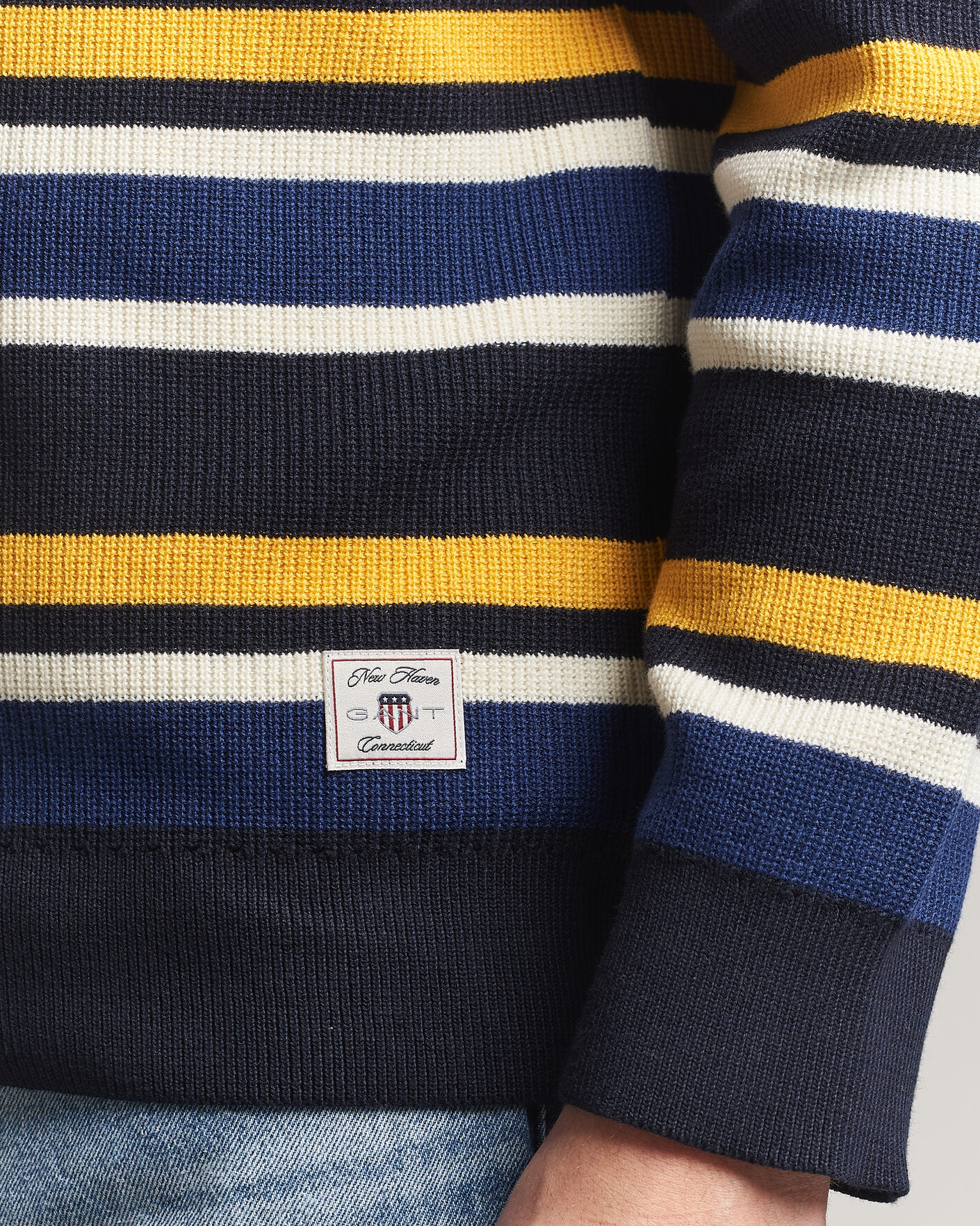 Herren | Pullover | Gant | Multisptriped Knitted Rugger Evening Blue