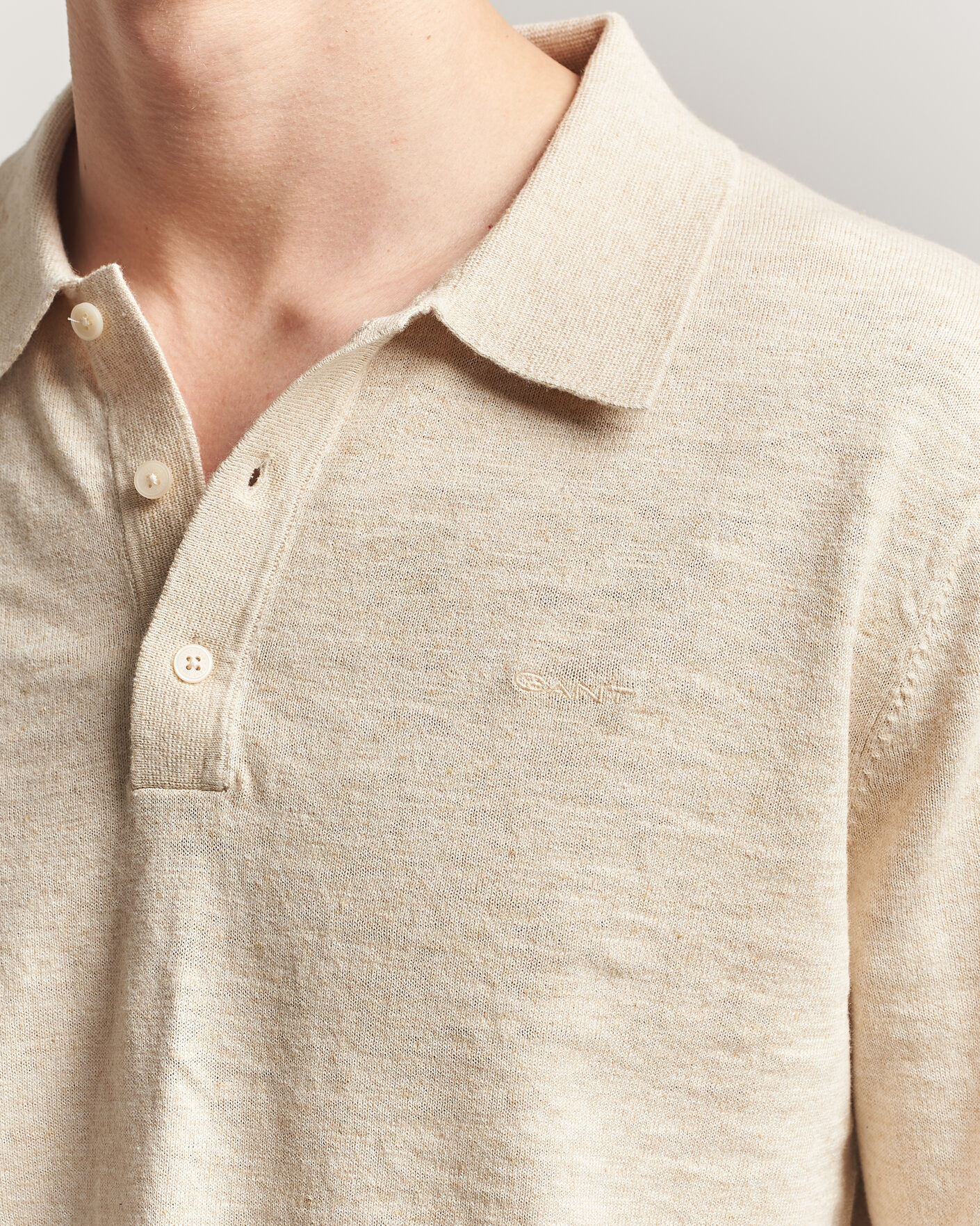 Herren | Pullover | Gant | Cotton/Linen Slub Knitted Polo Seed Melange