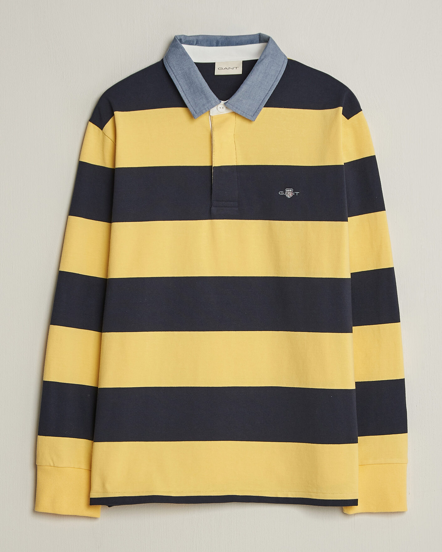 Herren | Pullover | GANT | Chambray Striped Heavy Rugger Banana Yellow