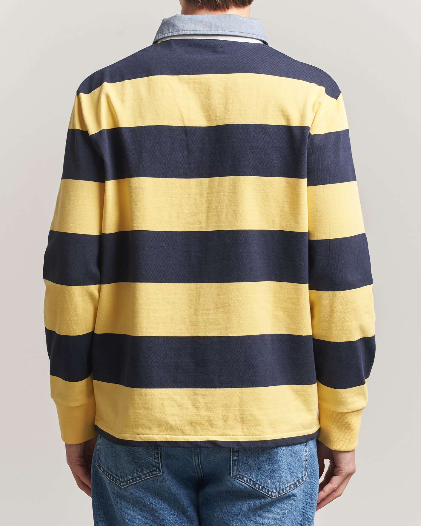 Herren | Pullover | GANT | Chambray Striped Heavy Rugger Banana Yellow