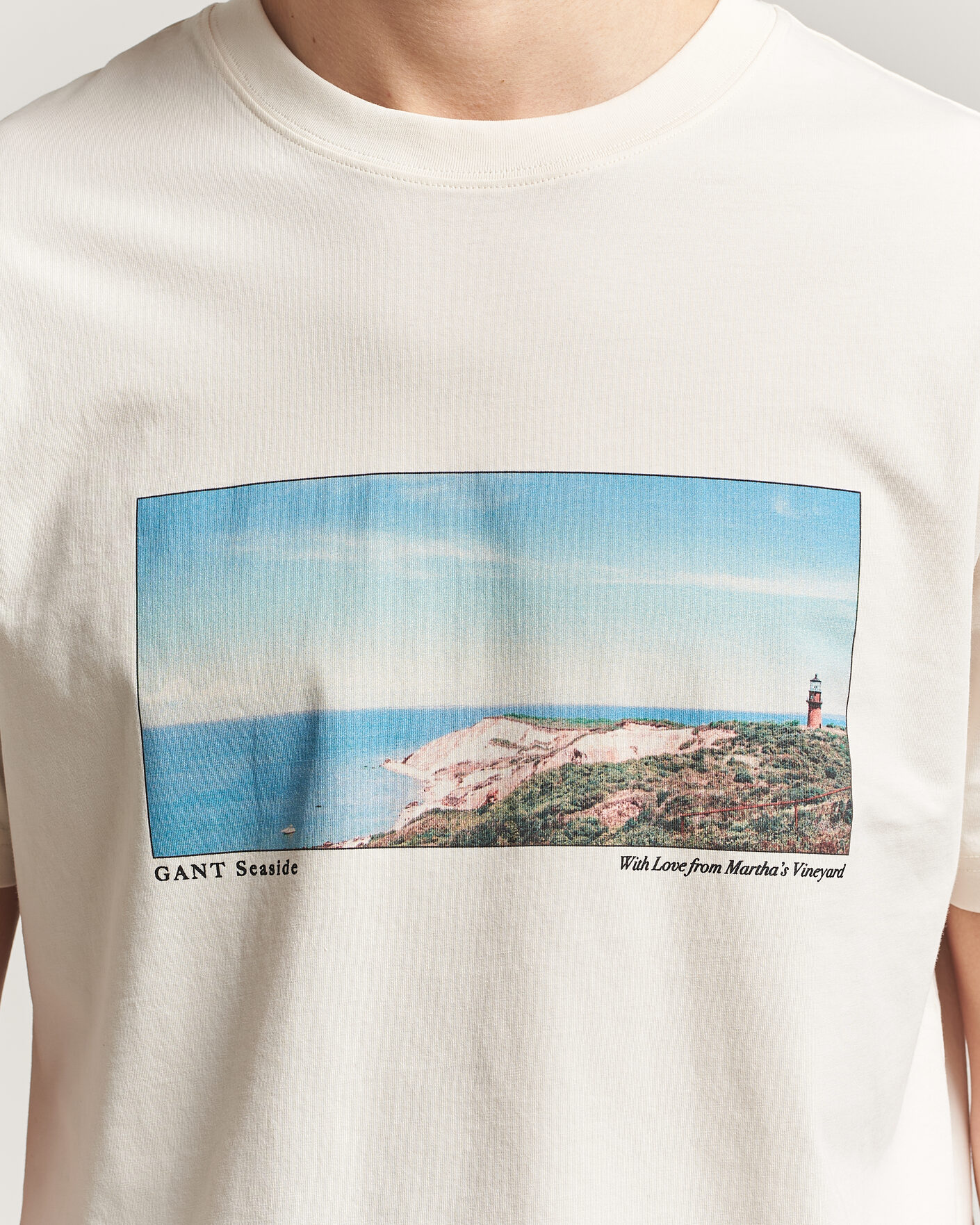 Herren | T-Shirts | GANT | Scenery Graphic Crew Neck T-Shirt Cream