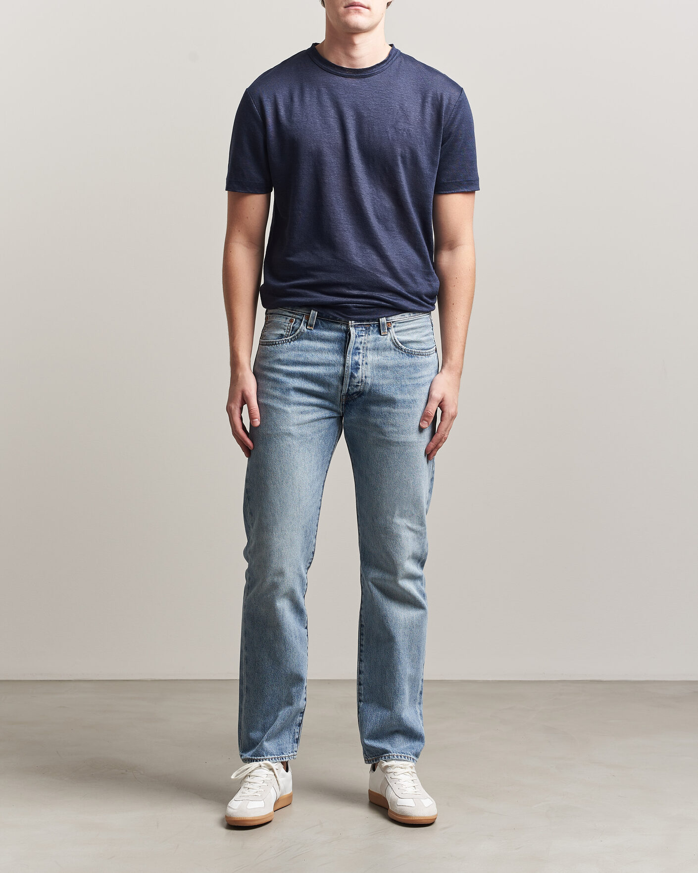Herren | T-Shirts | GANT | Linen T-Shirt Evening Blue