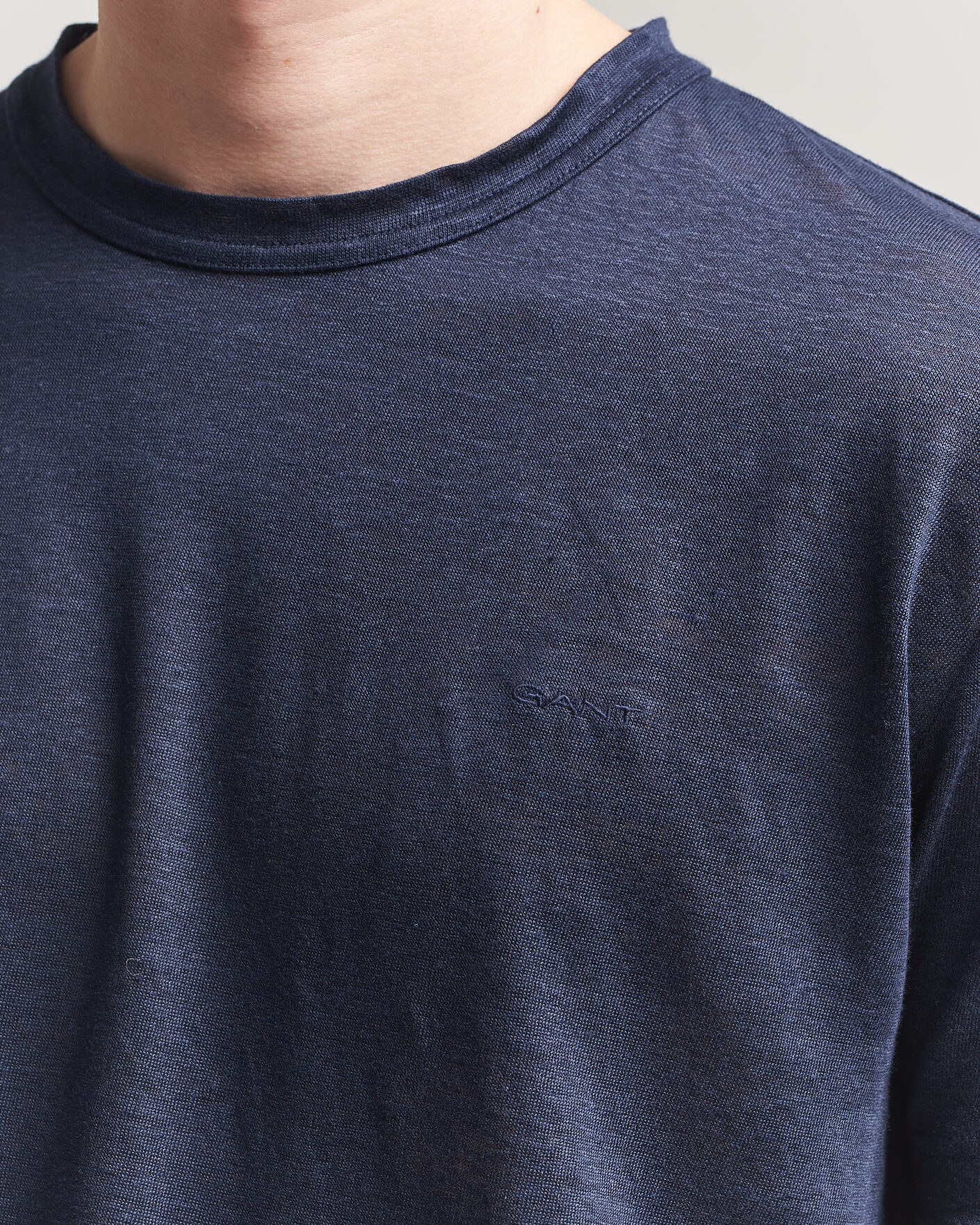 Herren | T-Shirts | GANT | Linen T-Shirt Evening Blue