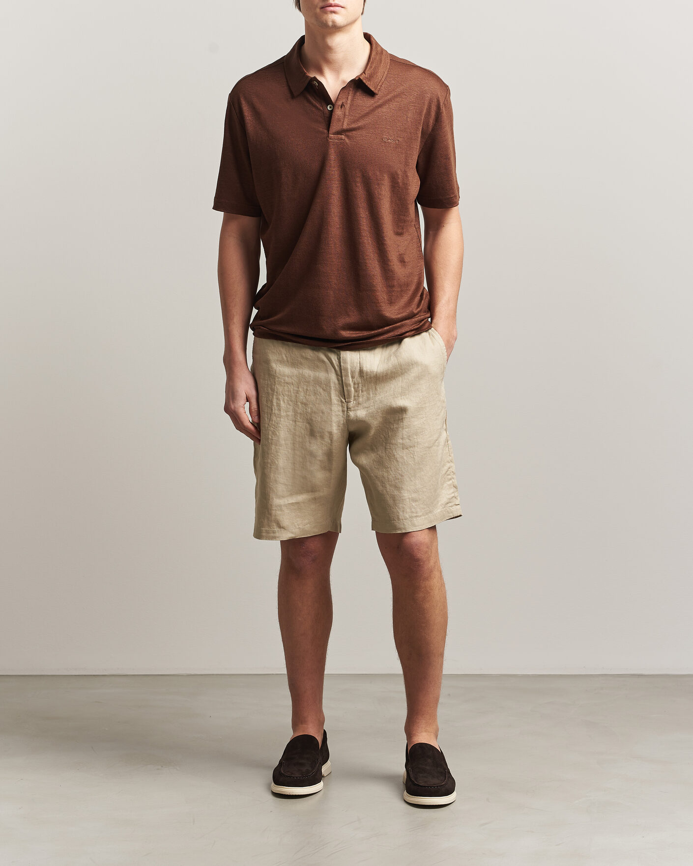 Herren | Poloshirts | Gant | Linen Polo Mahogany Brown