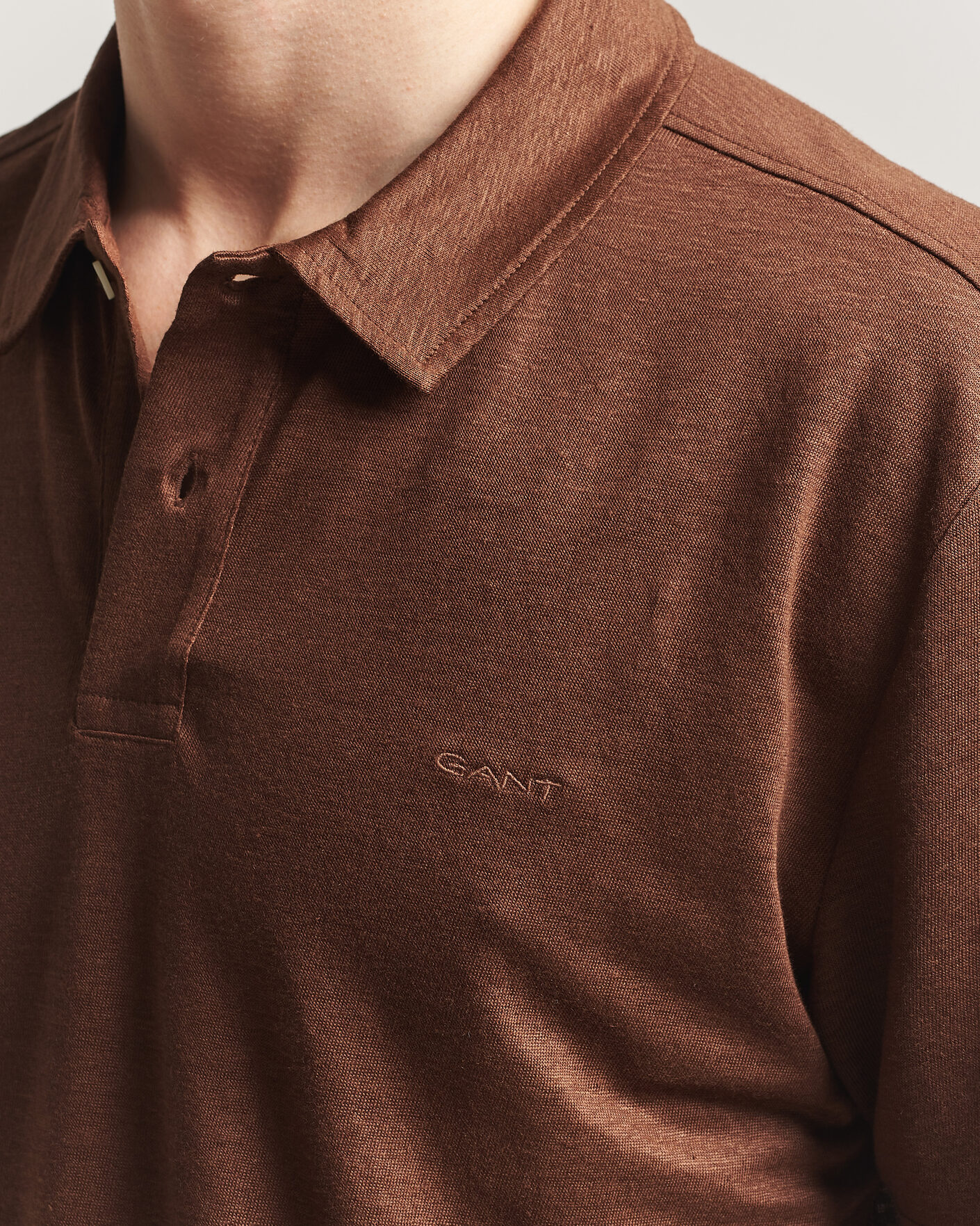 Herren | Poloshirts | GANT | Linen Polo Mahogany Brown