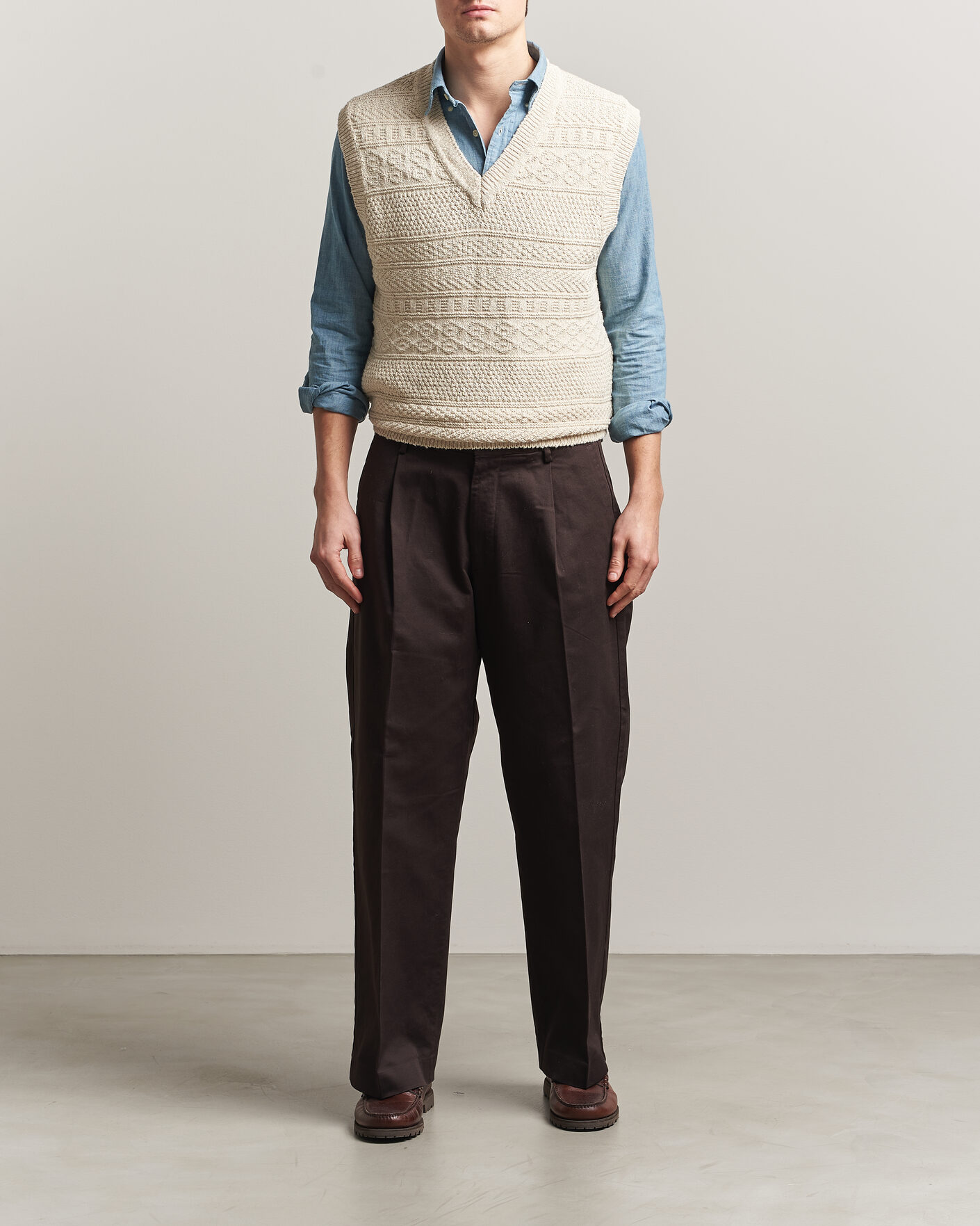Herren | Pullover | Gant | Cotton/Linen Textured Vest Creamed White