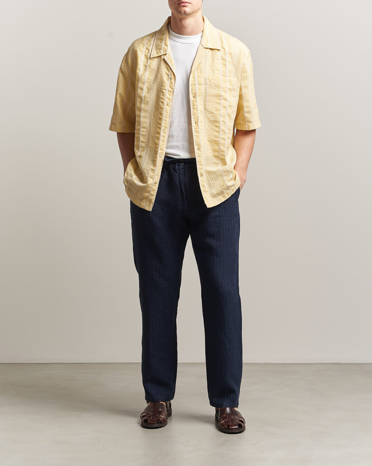 Herren | Hemden | Gant | Relaxed Fit Seersucker Camp Collar Shirt Light Mustard Yellow