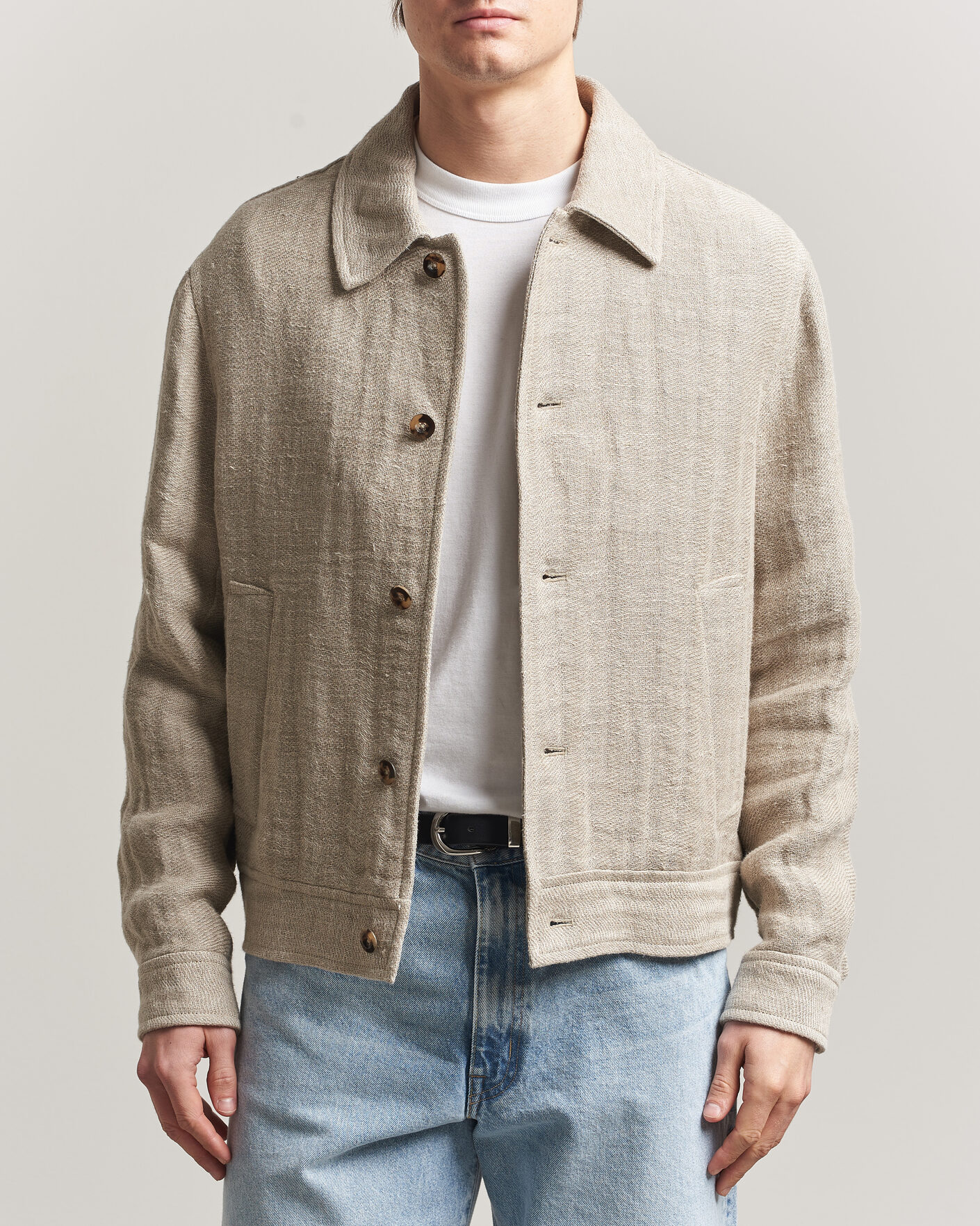 Herren | Jacken | Gant | Washed Linen Jacket Light Taupe
