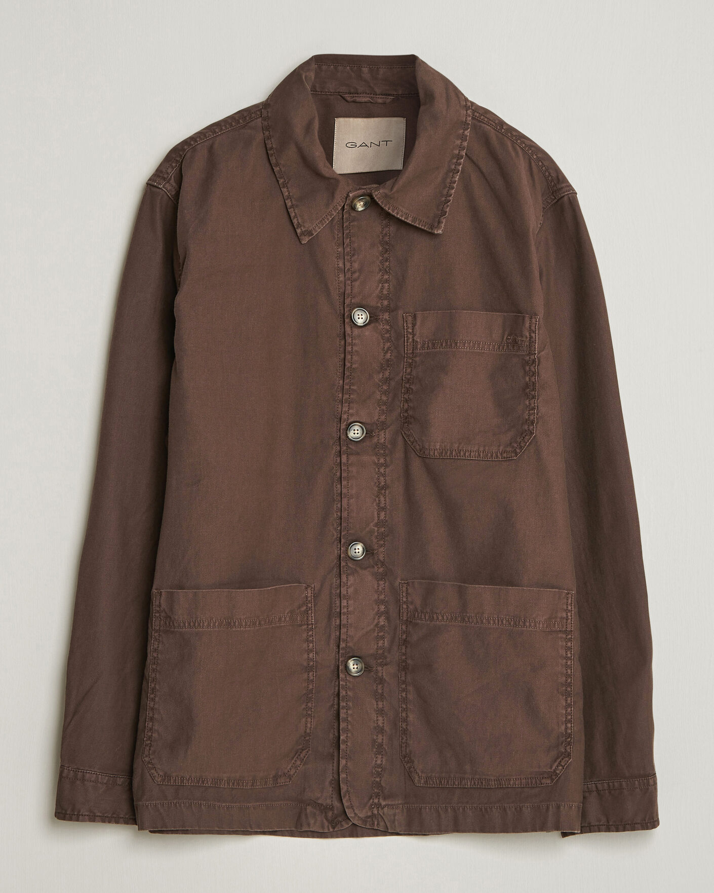 Herren | Hemden | Gant | Regular Fit Cotton/Linen Overshirt Rich Brown