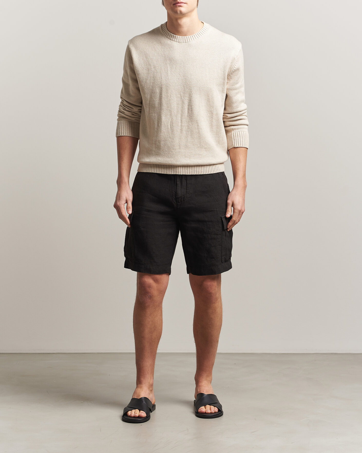 Herren | Shorts | Gant | Regular Fit Linen Cargo Shorts Ebony Black