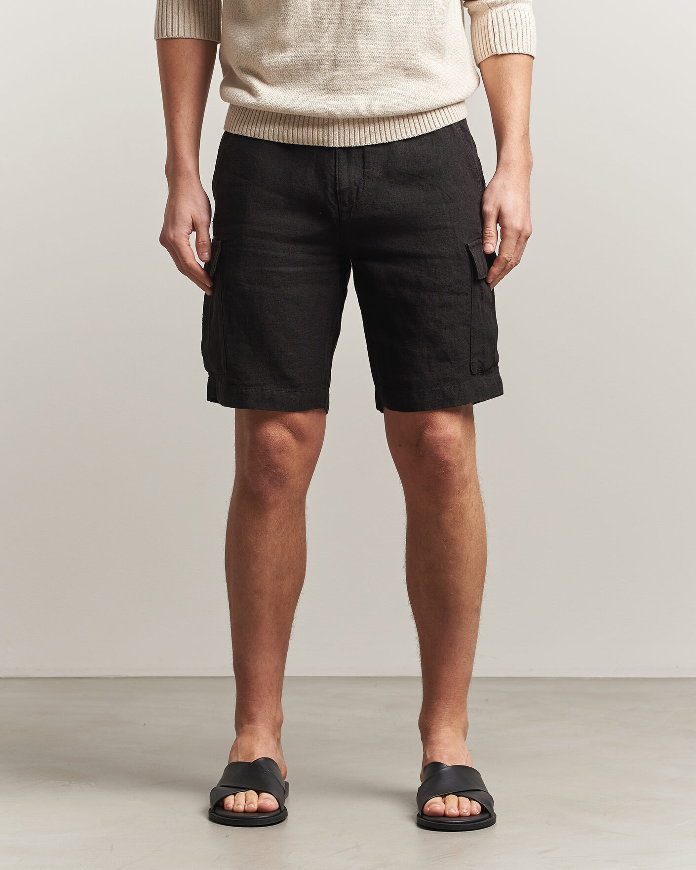 Herren | Shorts | Gant | Regular Fit Linen Cargo Shorts Ebony Black