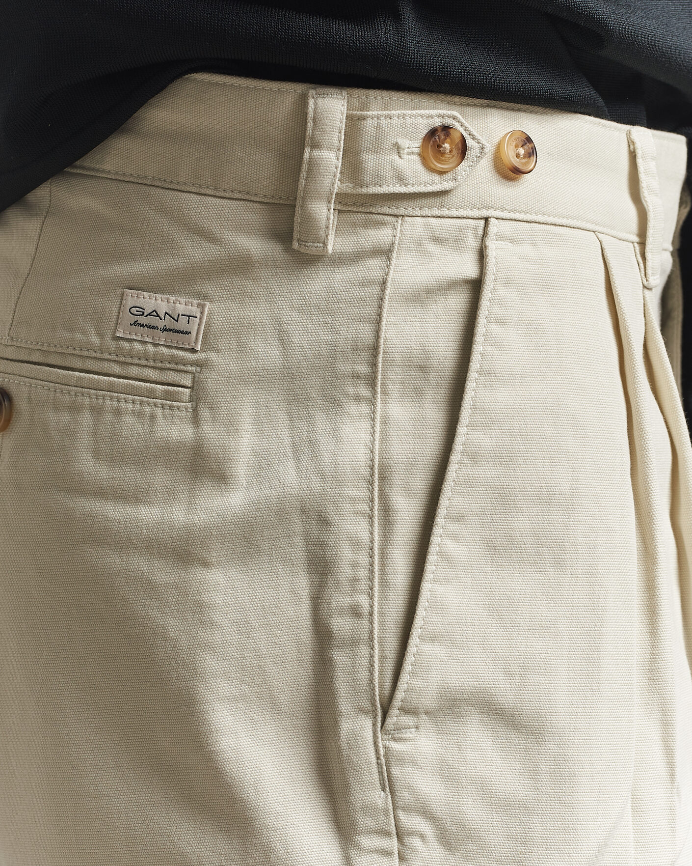 Herren | Shorts | GANT | Relaxed Light Canvas Pleated Shorts Sand