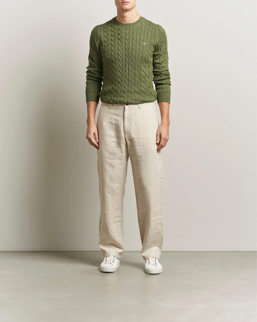 Herren | Pullover | GANT | Cotton Cable Crew Neck Pullover Dry Herb Green