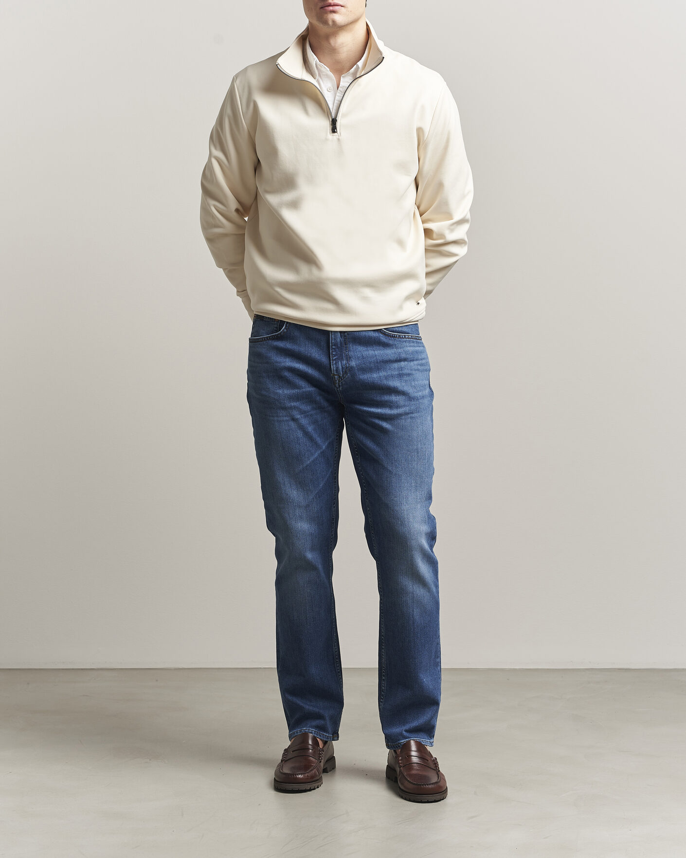 Herren | Pullover | Gant | Interlock Half Zip Creamed White