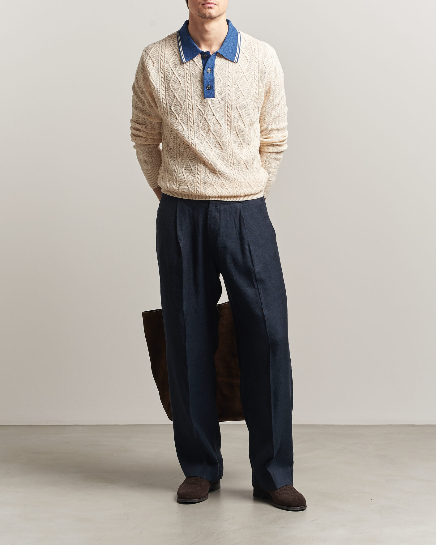 Herren | Pullover | GANT | Linen/Cotton Knitted Polo Creamed White