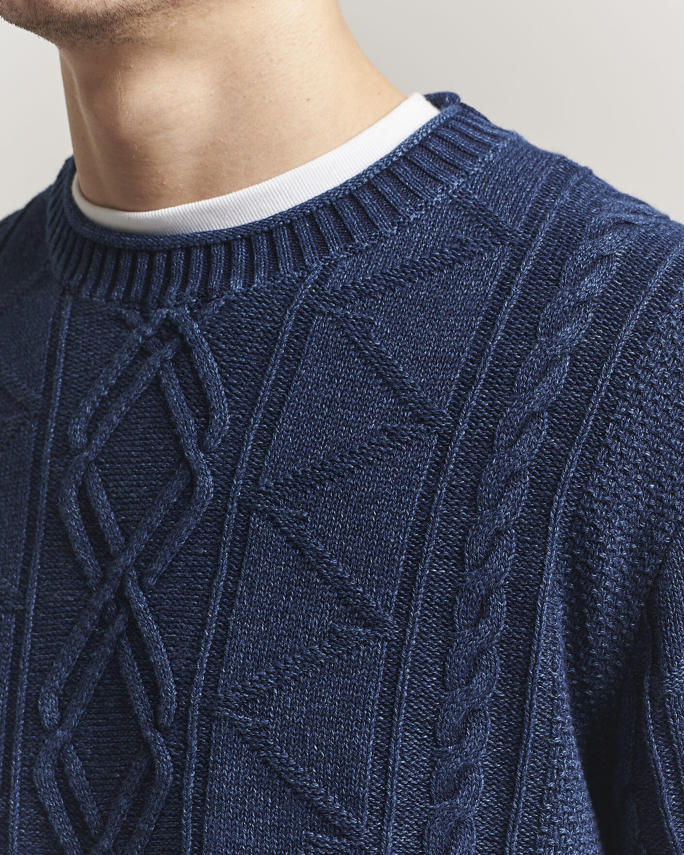 Herren | Pullover | Gant | Indigo Aran Knitted Sweater Rich Navy