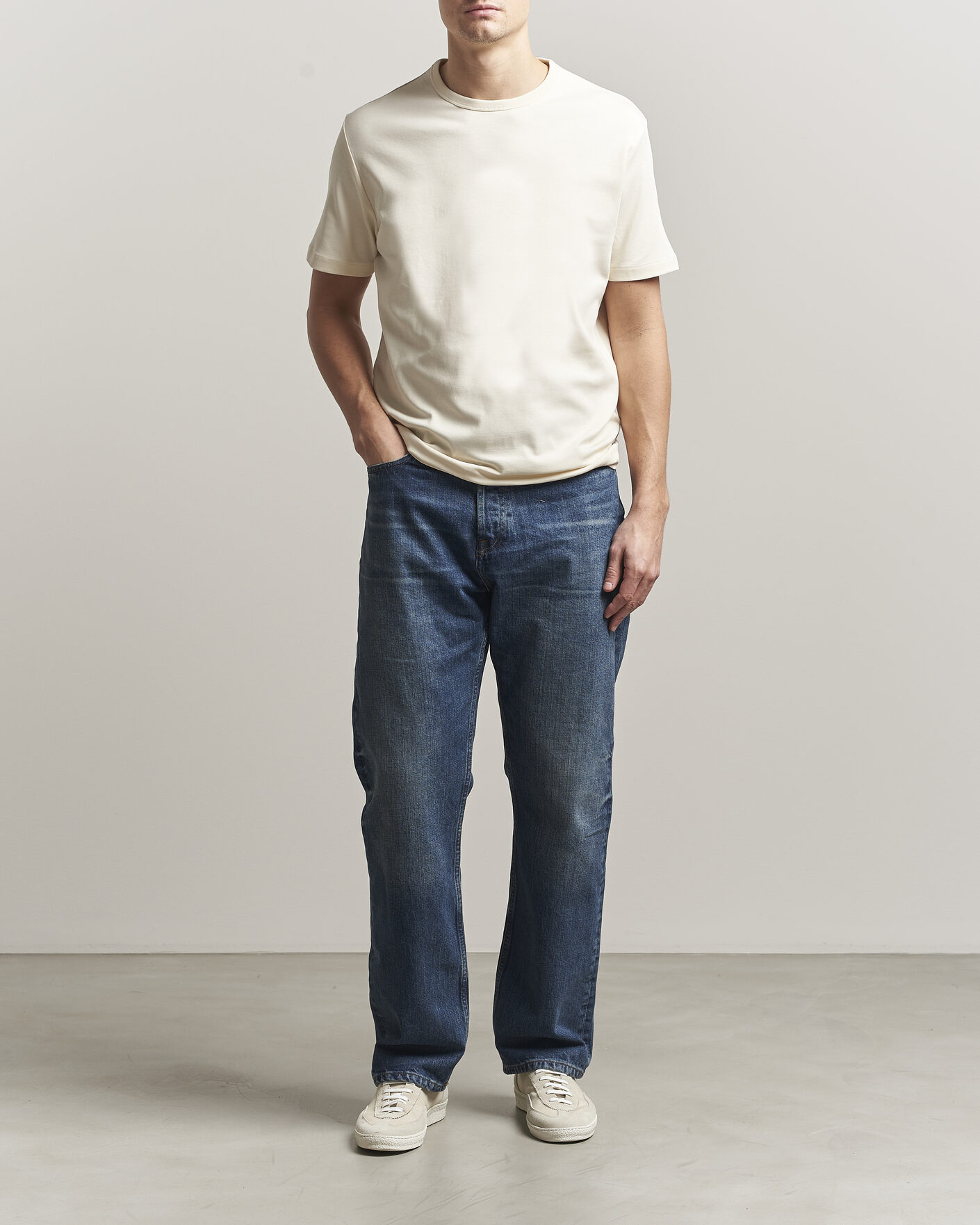 Herren | T-Shirts | GANT | Interlock Crew Neck T-Shirt Creamed White