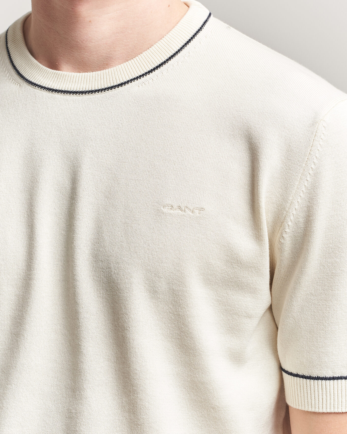 Herren | T-Shirts | Gant | Cotton/Model Knitted T-Shirt Cream