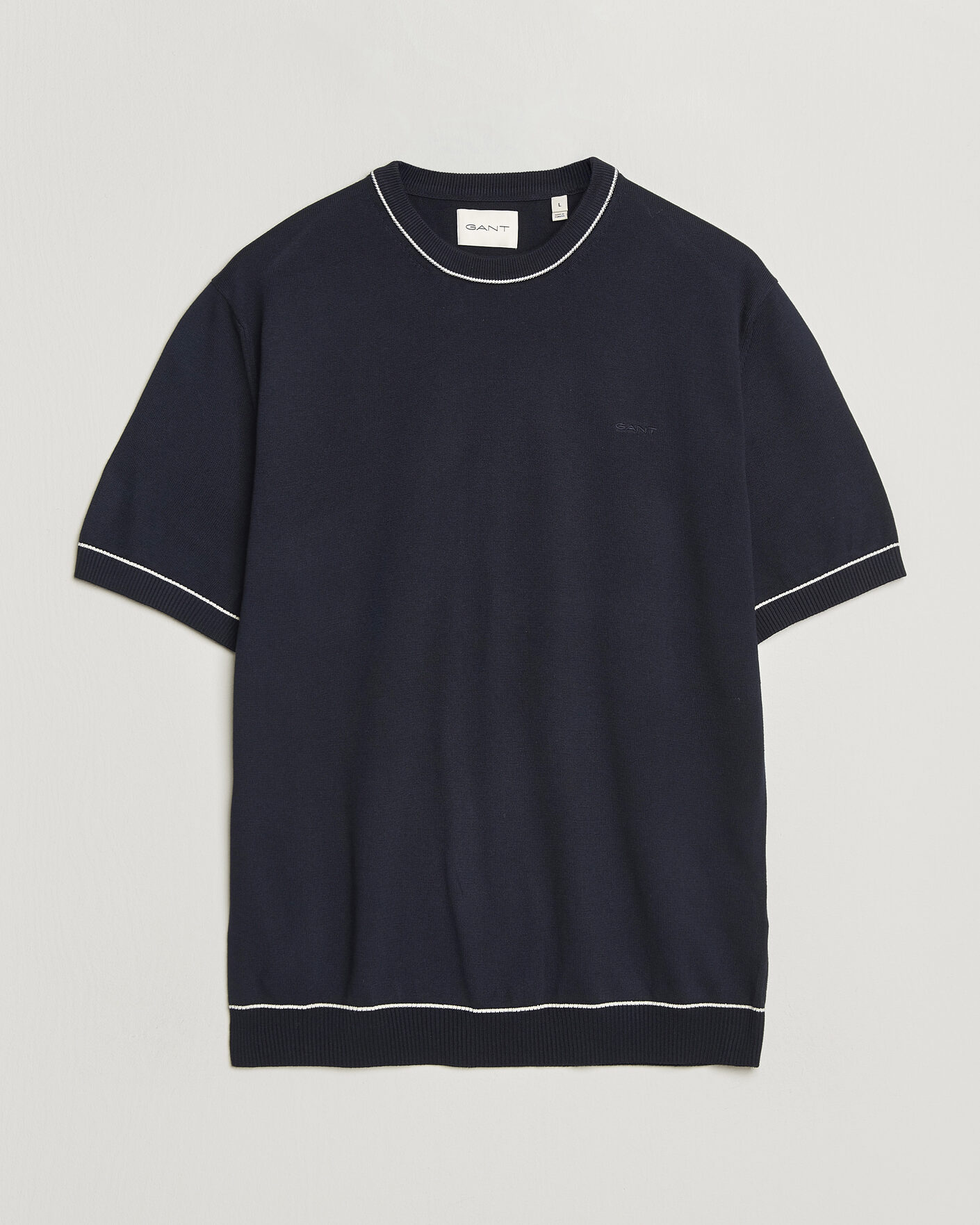 Herren | T-Shirts | GANT | Cotton/Model Knitted T-Shirt Evening Blue