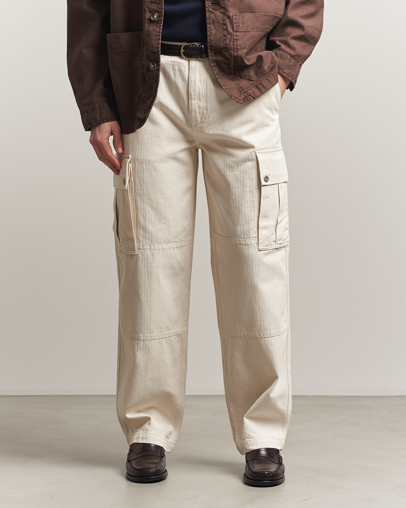 Herren | Hosen | Gant | Relaxed Fit Herringbone Cargo Pants Creamed White