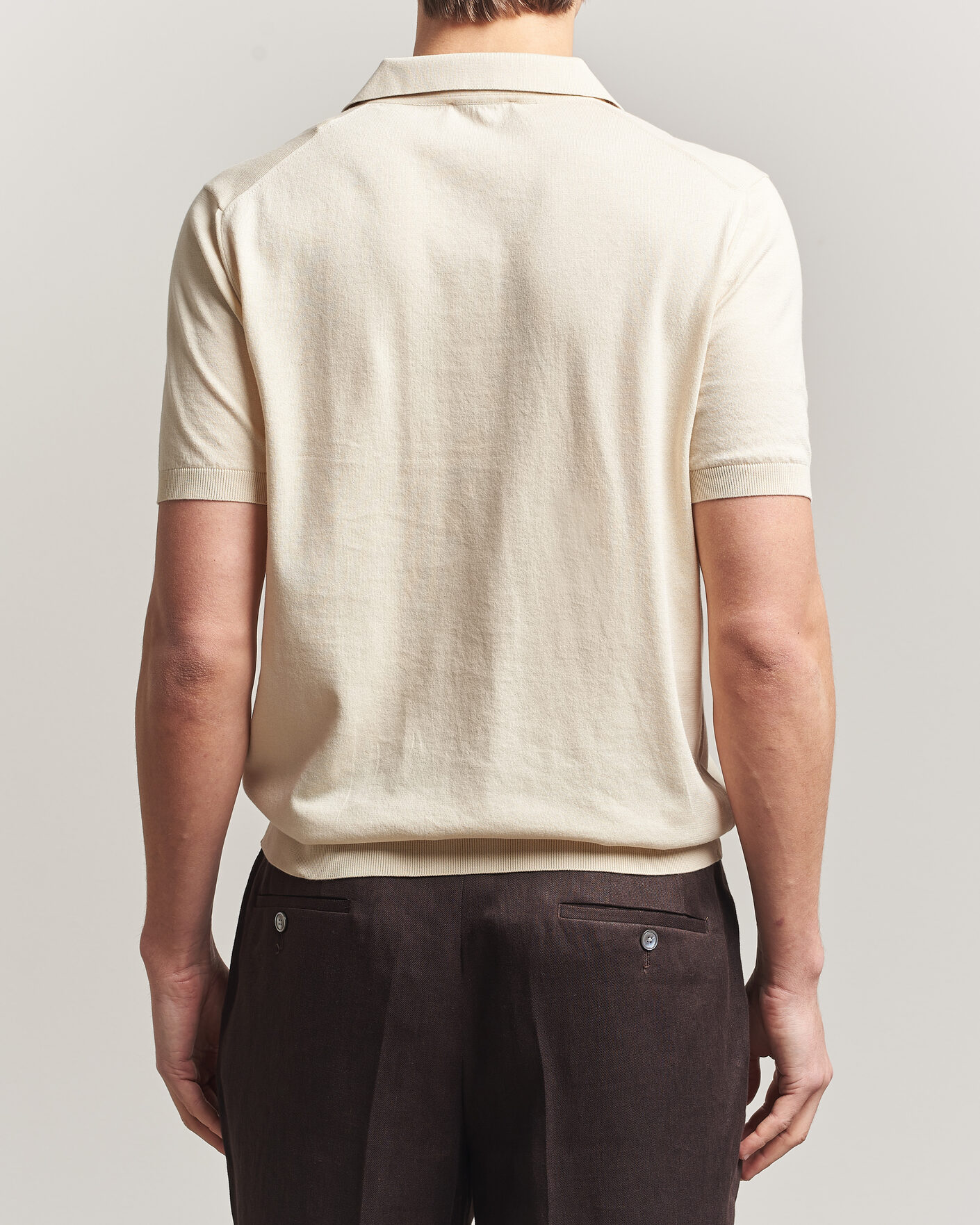 Herren | Poloshirts | Piacenza Cashmere | Short Sleeve Knitted Polo Off White