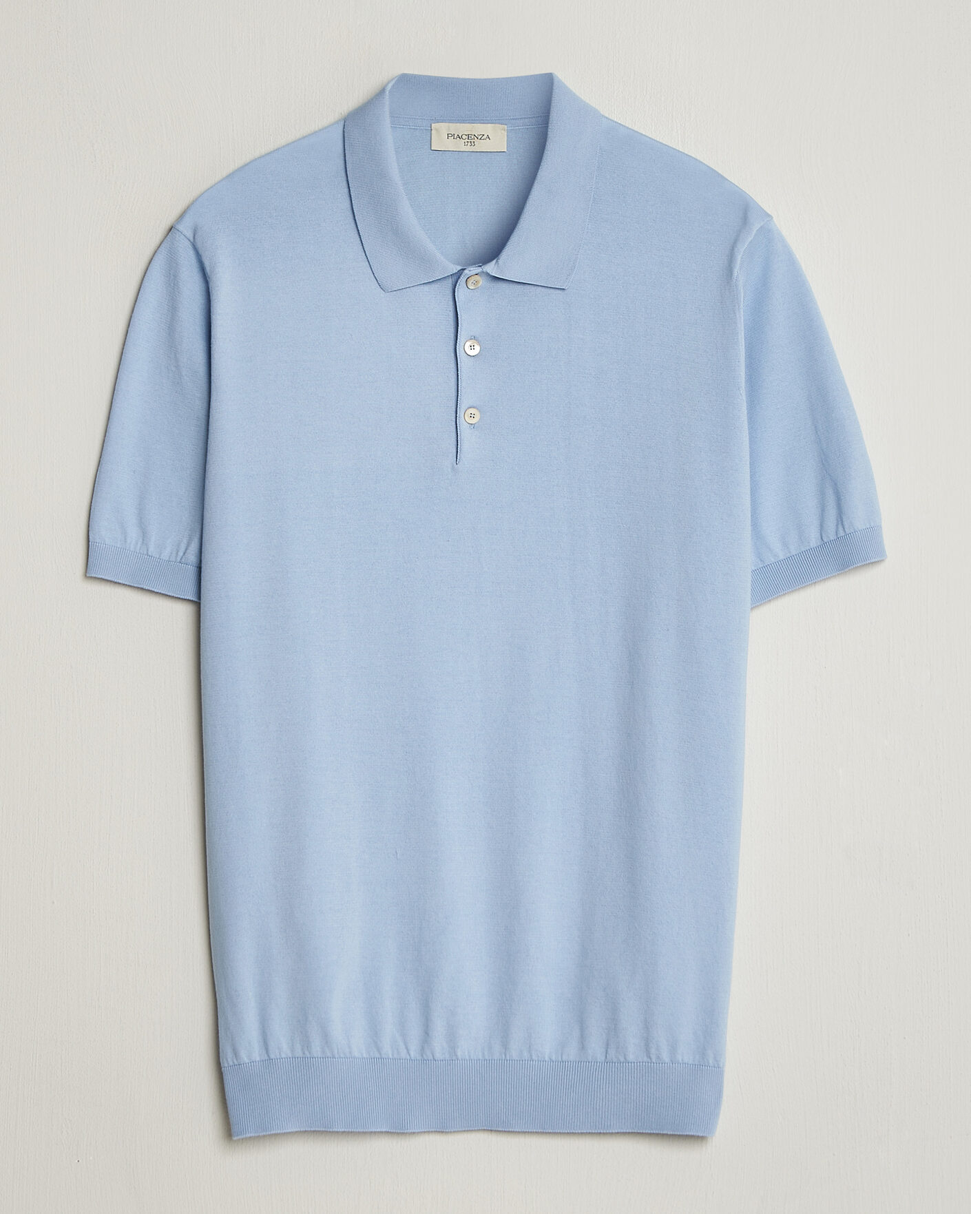 Herren | Poloshirts | Piacenza Cashmere | Short Sleeve Knitted Polo Light Blue