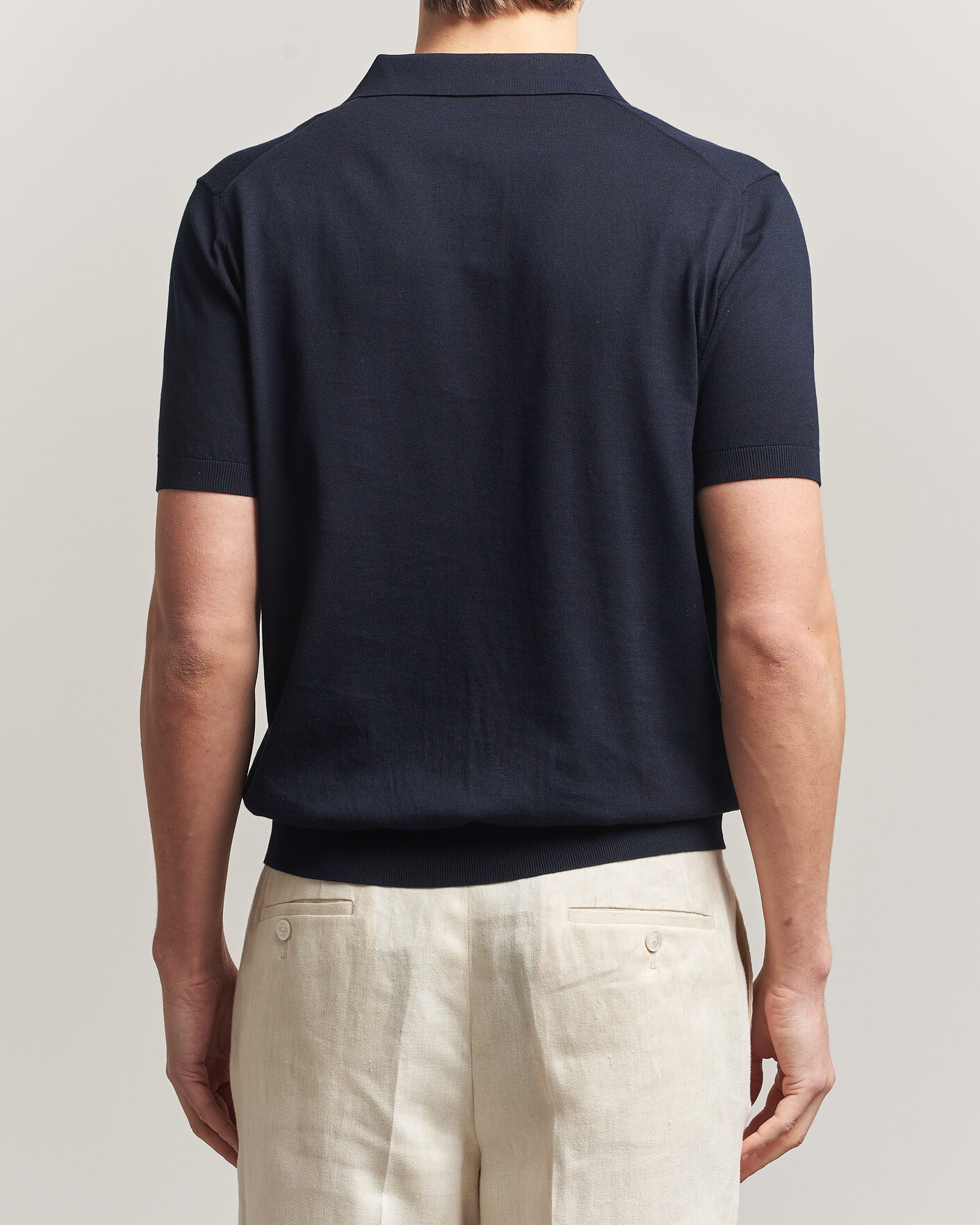 Herren | Poloshirts | Piacenza Cashmere | Short Sleeve Knitted Polo Navy