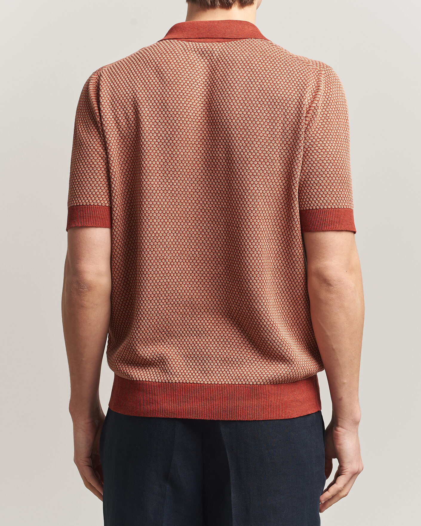 Herren | Poloshirts | Piacenza Cashmere | Silk/Linen Honeycomb Knitted Polo Red