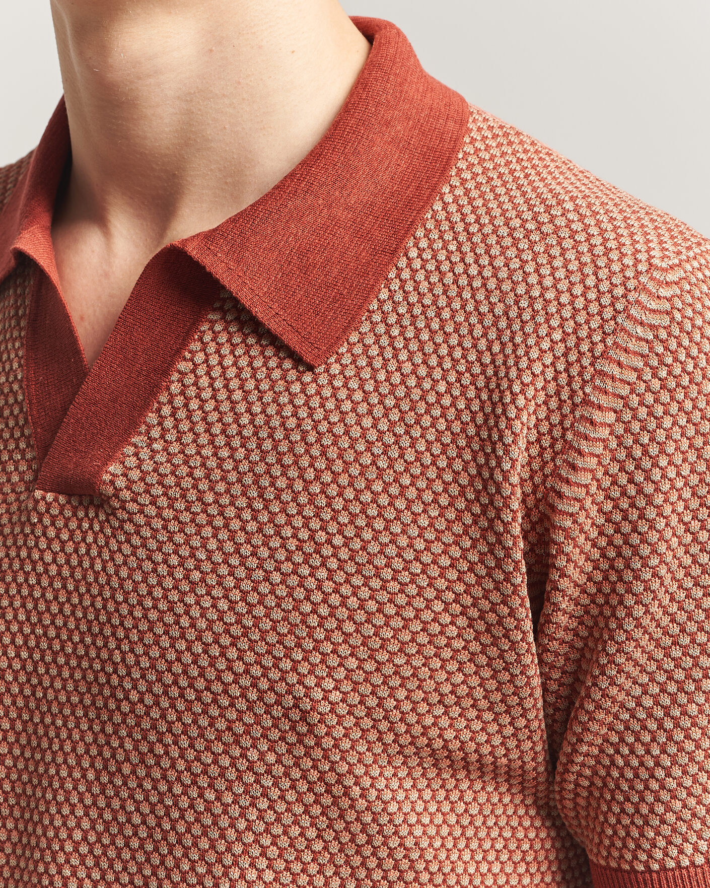 Herren | Poloshirts | Piacenza Cashmere | Silk/Linen Honeycomb Knitted Polo Red