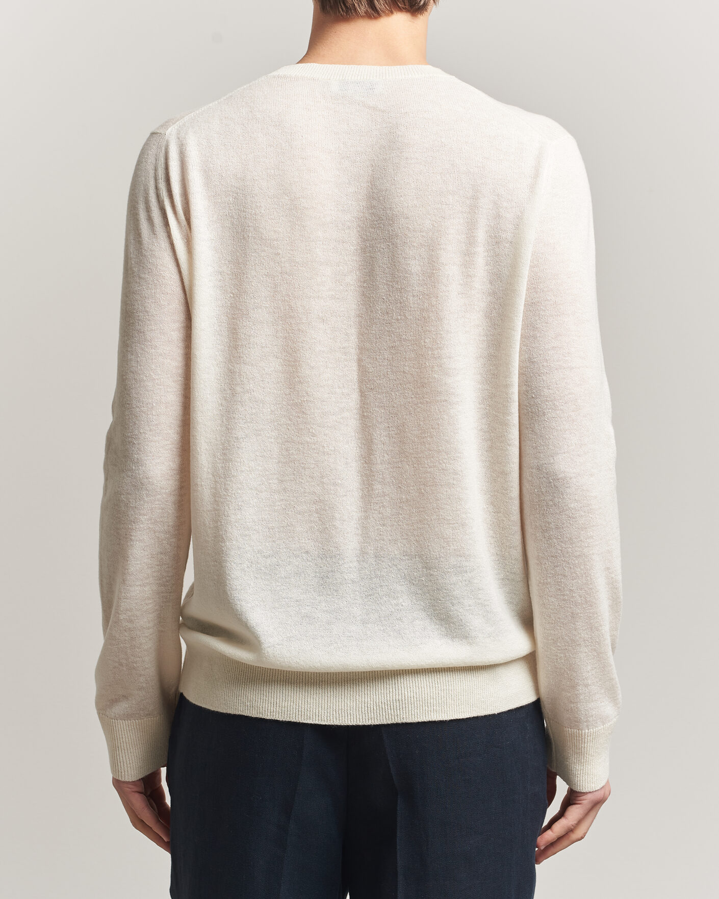 Herren | Pullover | Piacenza Cashmere | Soft Silk/Cashmere Crew Neck  Off White