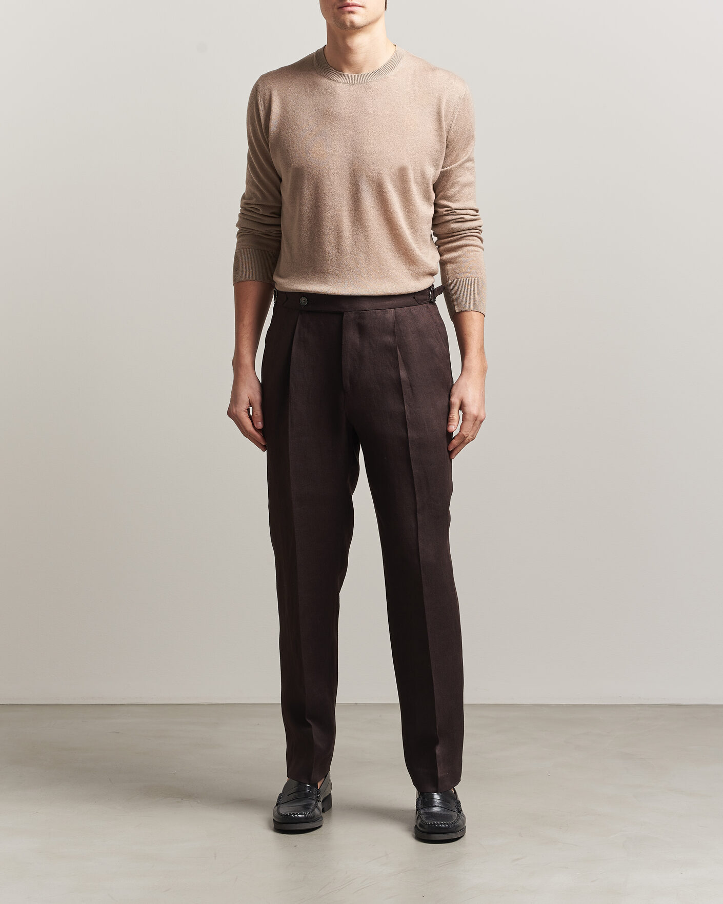 Herren | Pullover | Piacenza Cashmere | Soft Silk/Cashmere Crew Neck  Beige