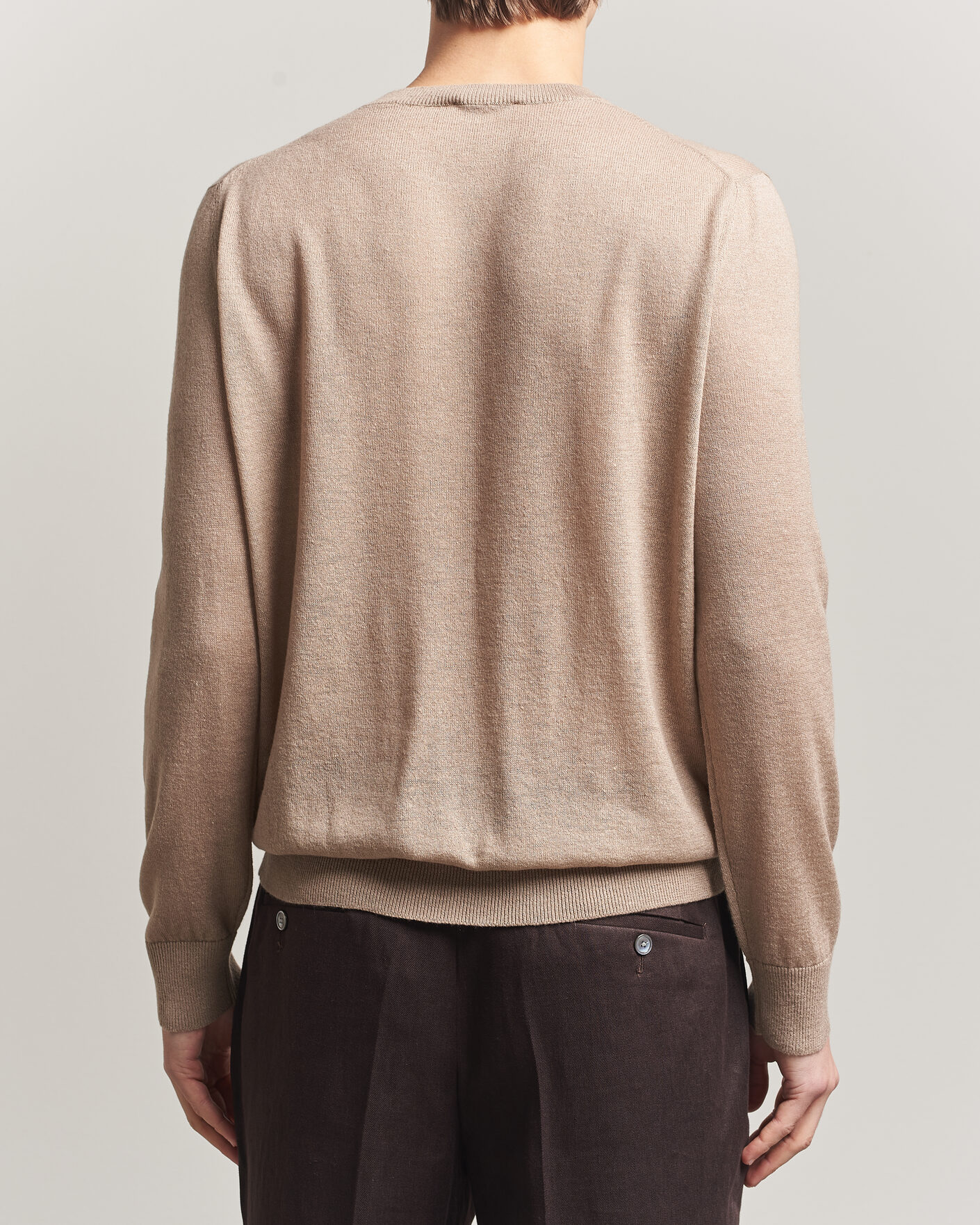 Herren | Pullover | Piacenza Cashmere | Soft Silk/Cashmere Crew Neck  Beige