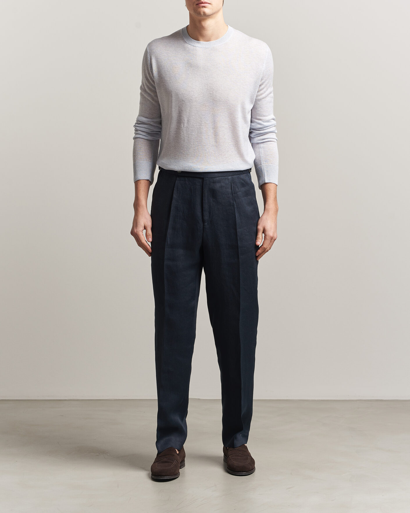 Herren | Pullover | Piacenza Cashmere | Soft Silk/Cashmere Crew Neck Sky Blue