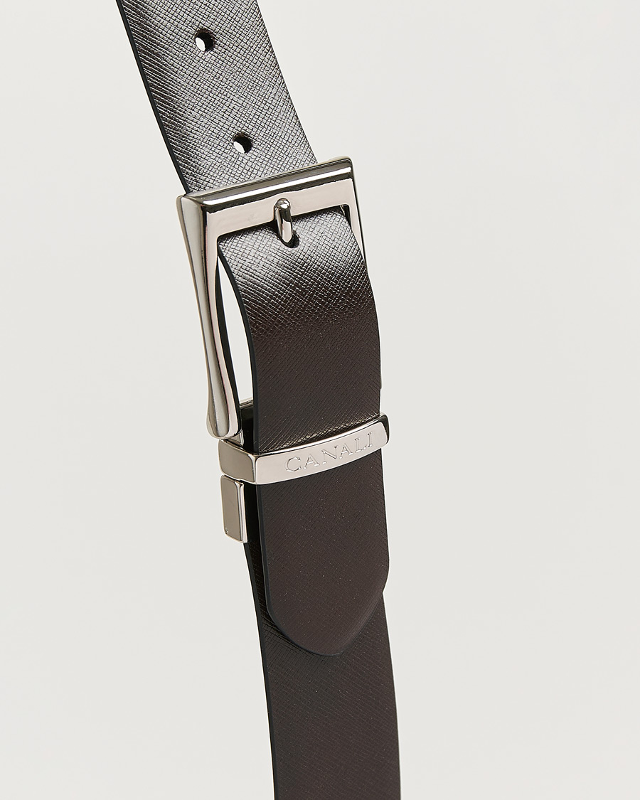 Herren | Gürtel | Canali | Reversible Saffiano Belt Black/Brown