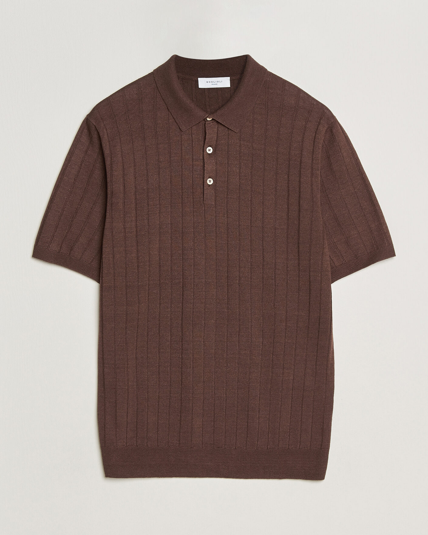 Herren | Poloshirts | Boglioli | Short Sleeve Knitted Rib Polo Brown